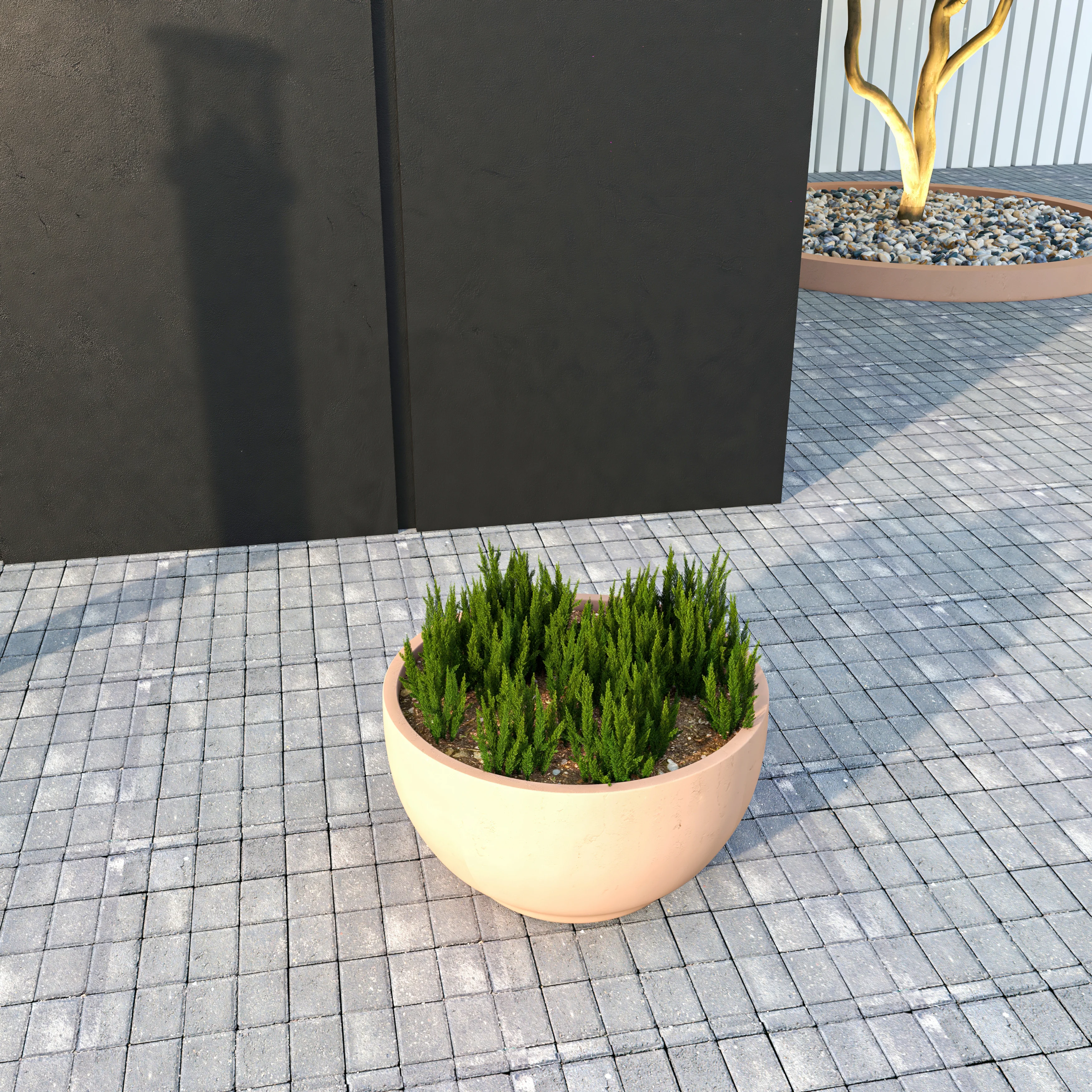 Grove Series Hemisphere Poly Clay Planter in Terra cotta Color 10.6 Dia, 5.9 High