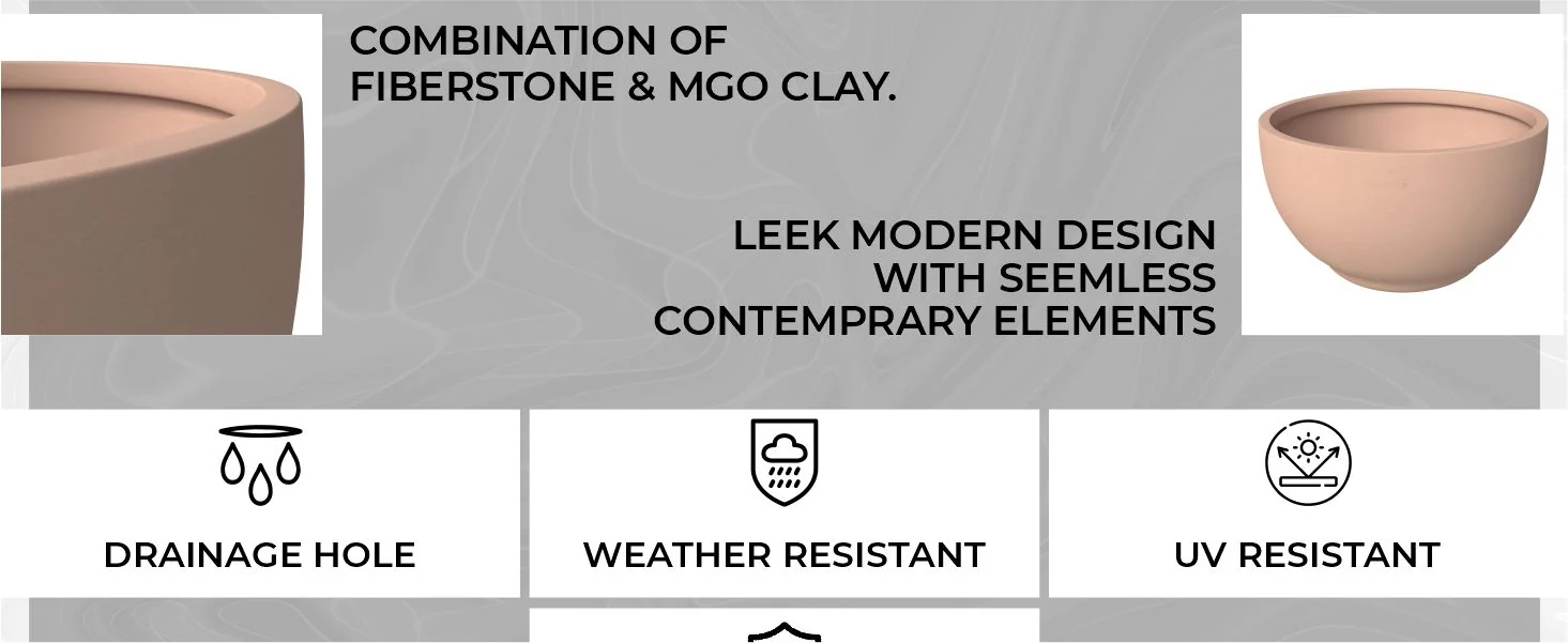 Grove Series Hemisphere Poly Clay Planter in Terra cotta Color 10.6 Dia, 5.9 High