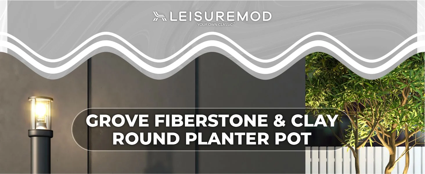 Grove Series Hemisphere Poly Clay Planter in Aged Concrete 12.4 Dia, 7.1 High