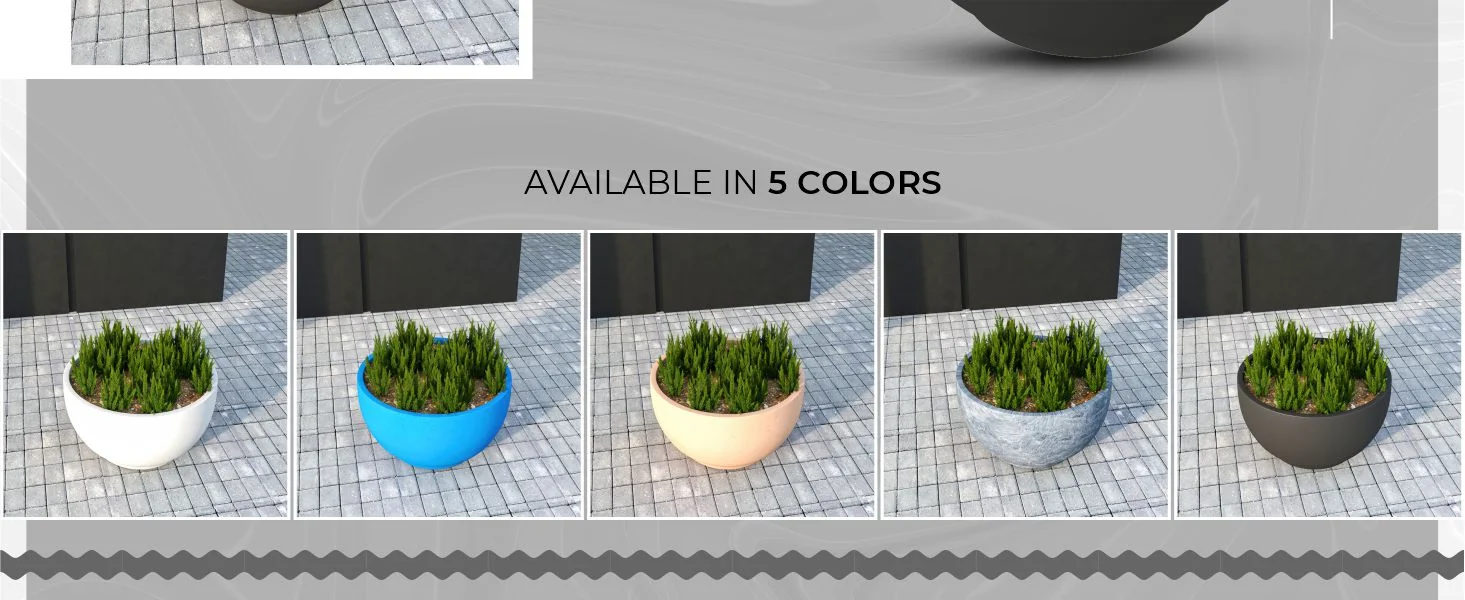 Grove Series Hemisphere Poly Clay Planter in Black 12.4 Dia, 7.1 High