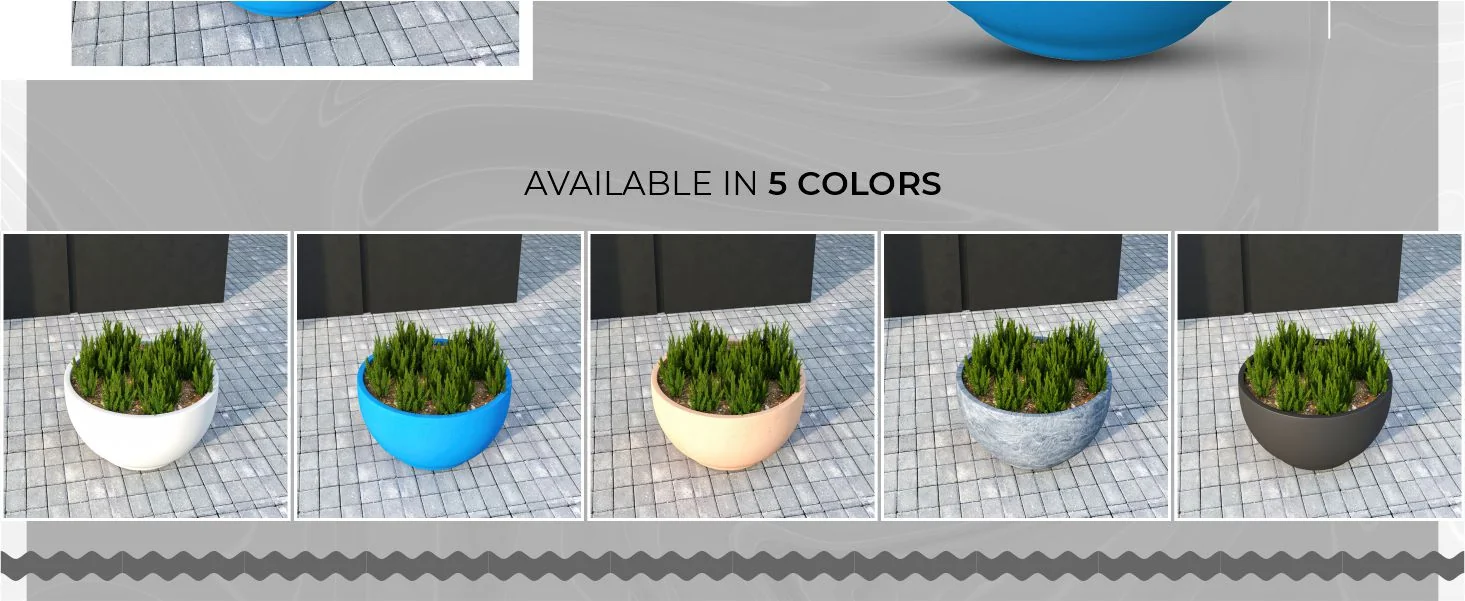 Grove Series Hemisphere Poly Clay Planter in Blue 12.4 Dia, 7.1 High