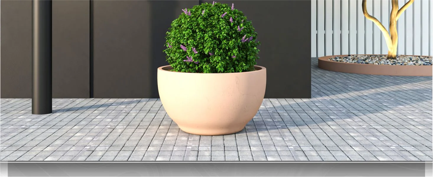 Grove Series Hemisphere Poly Clay Planter in Terra cotta Color 12.4 Dia, 7.1 High