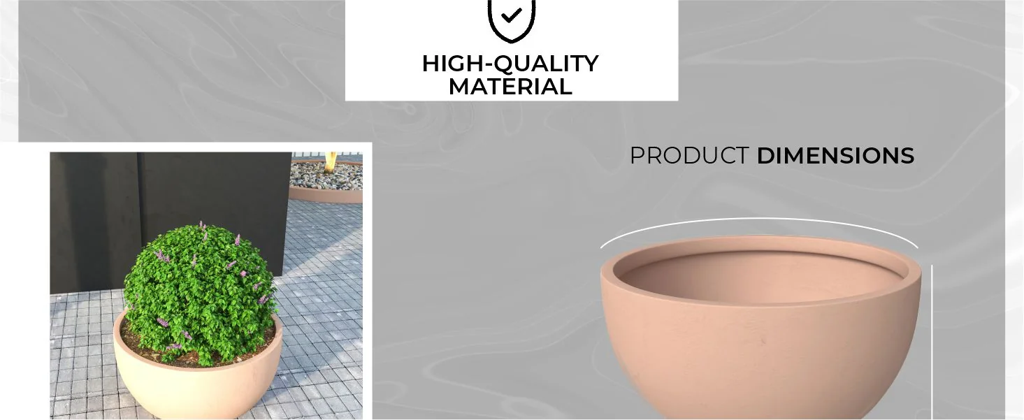 Grove Series Hemisphere Poly Clay Planter in Terra cotta Color 12.4 Dia, 7.1 High