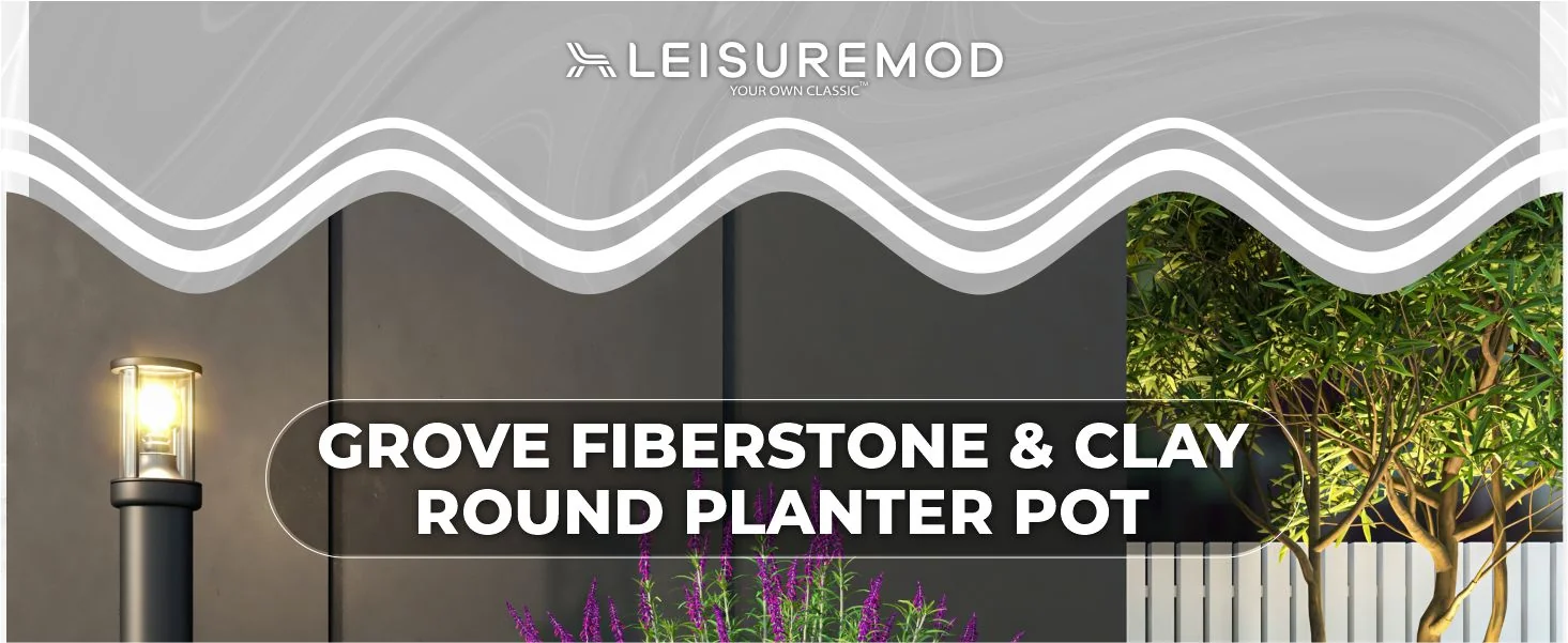 Grove Series Hemisphere Poly Clay Planter in White 12.4 Dia, 7.1 High