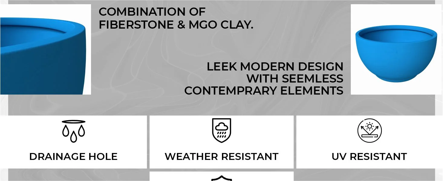 Grove Series Hemisphere Poly Clay Planter in Blue 14.9 Dia, 7.8 High