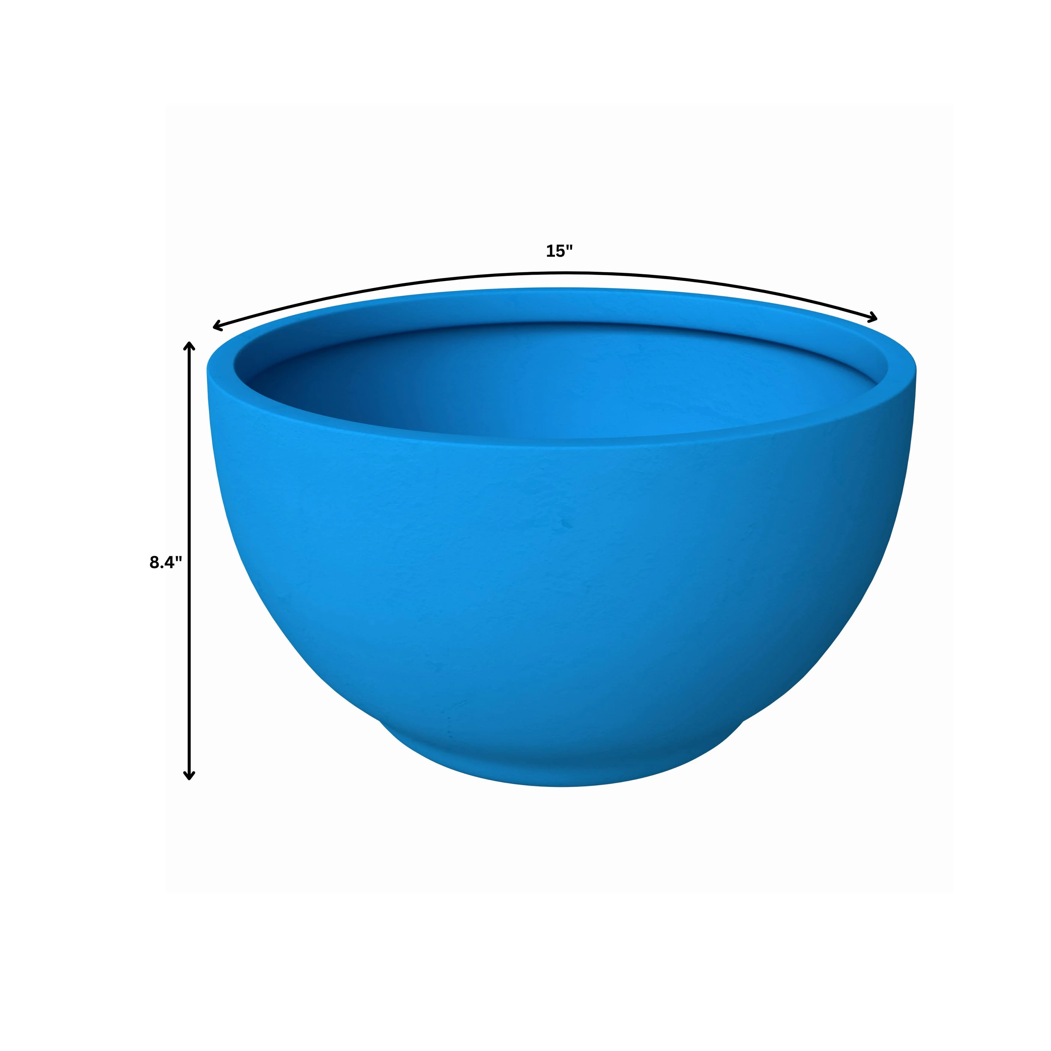 Grove Series Hemisphere Poly Clay Planter in Blue 14.9 Dia, 7.8 High