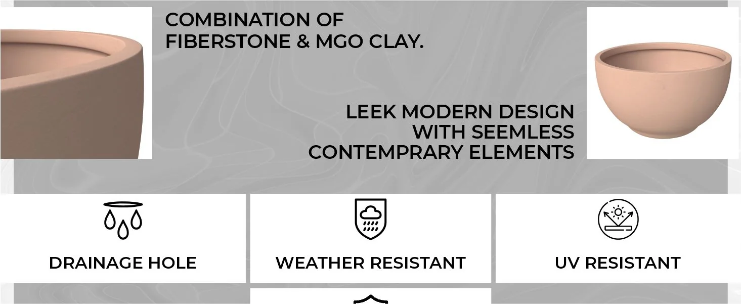 Grove Series Hemisphere Poly Clay Planter in Terra cotta Color 14.9 Dia, 7.8 High