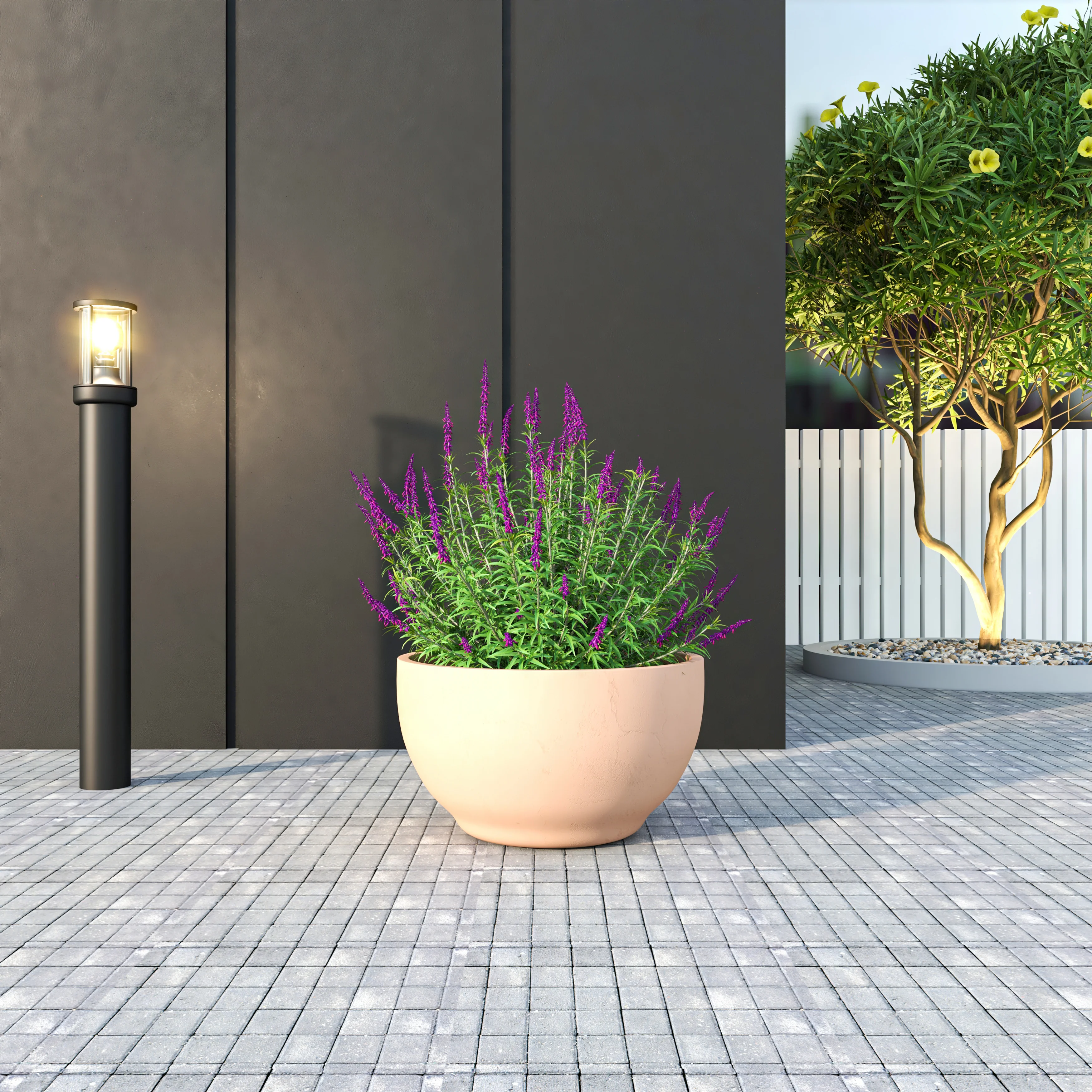 Grove Series Hemisphere Poly Clay Planter in Terra cotta Color 14.9 Dia, 7.8 High