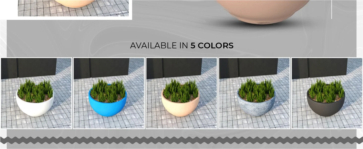 Grove Series Hemisphere Poly Clay Planter in Terra cotta Color 14.9 Dia, 7.8 High