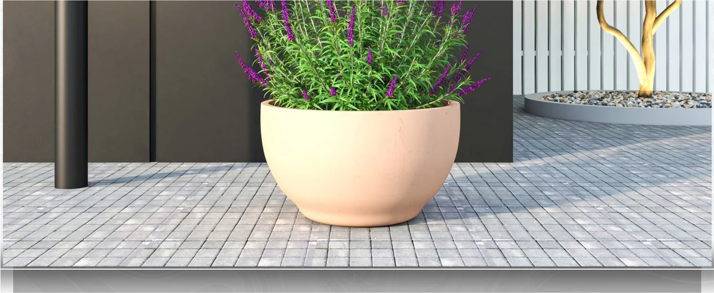 Grove Series Hemisphere Poly Clay Planter in Terra cotta Color 14.9 Dia, 7.8 High