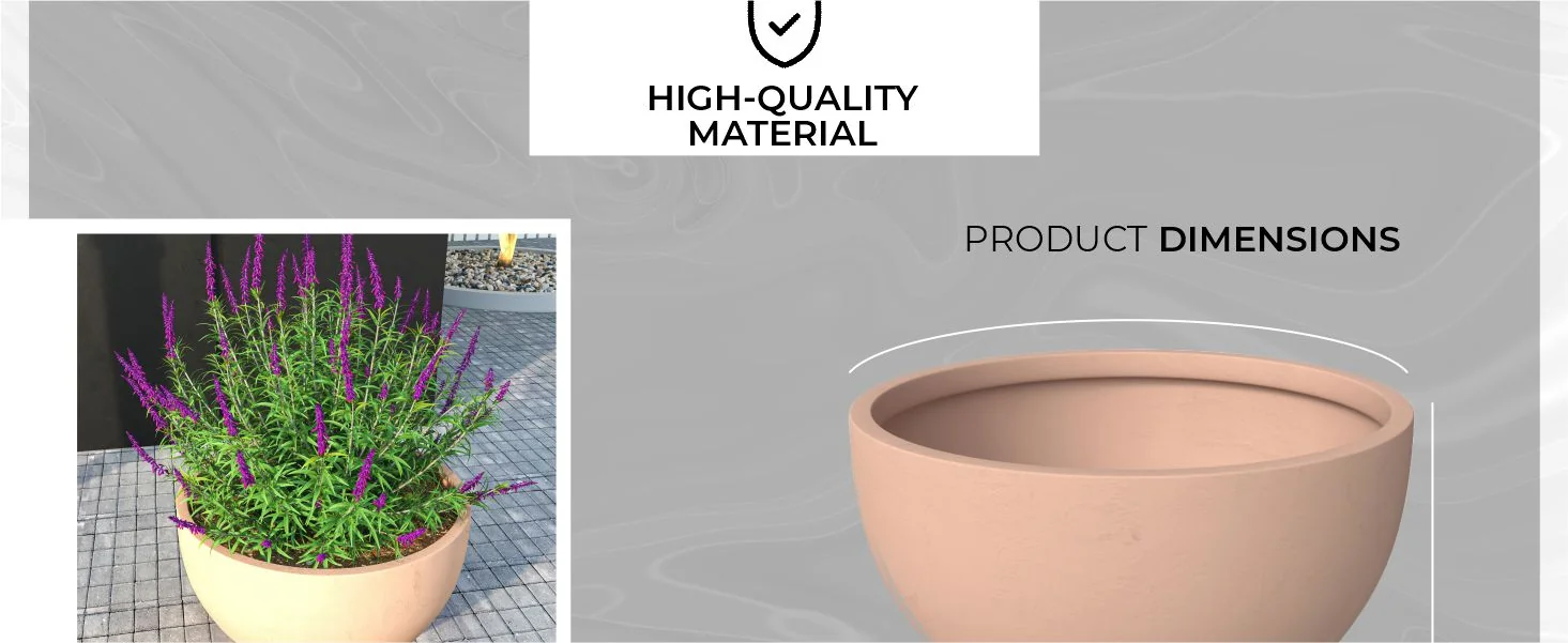 Grove Series Hemisphere Poly Clay Planter in Terra cotta Color 14.9 Dia, 7.8 High