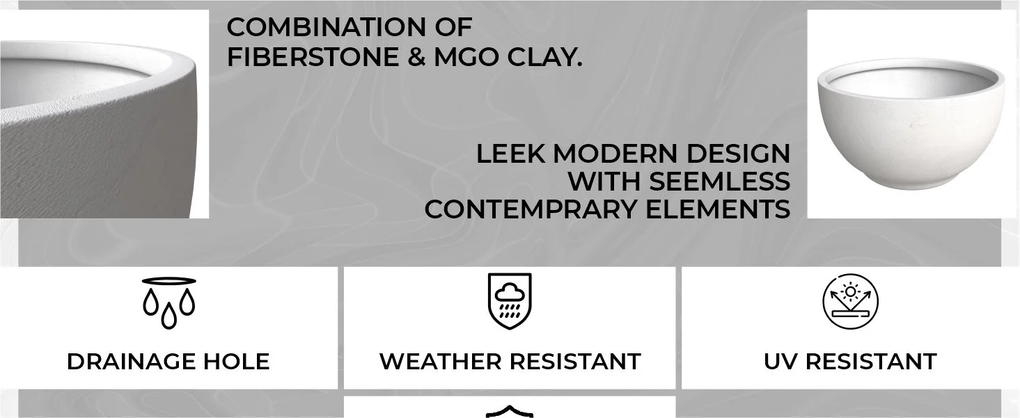 Grove Series Hemisphere Poly Clay Planter in White 14.9 Dia, 7.8 High