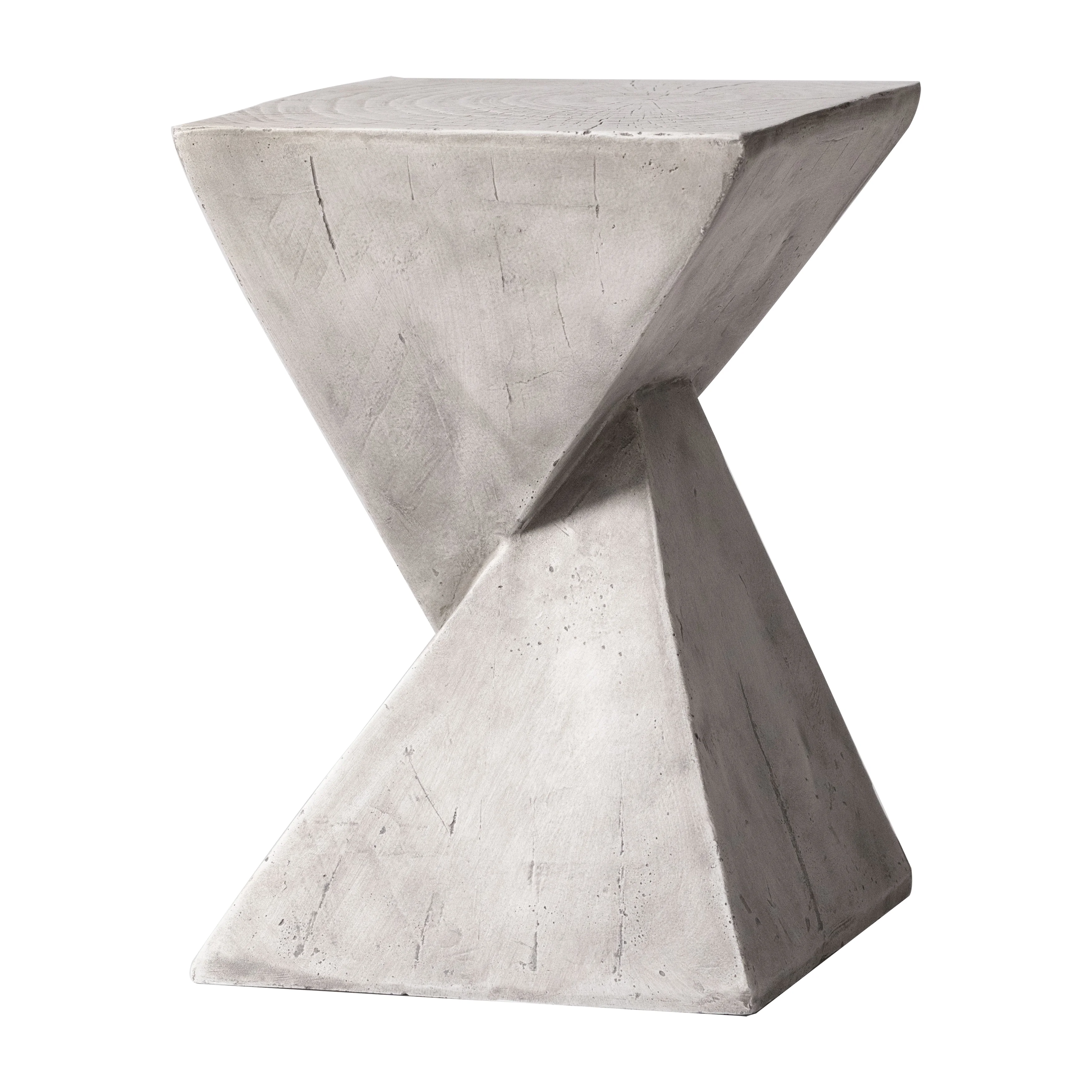 Glint Collection Fiberglass Outdoor Side Table in Grey