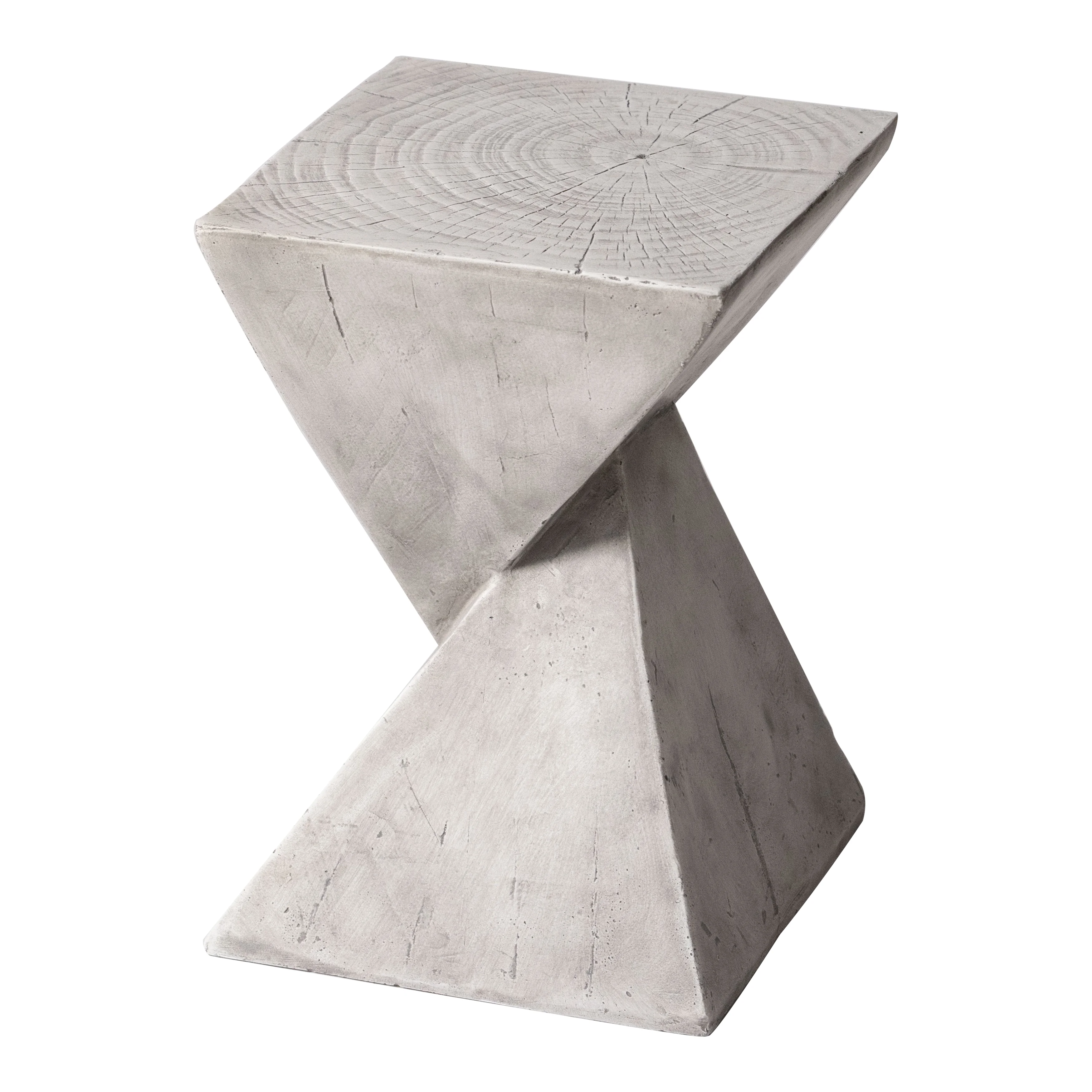 Glint Collection Fiberglass Outdoor Side Table in Grey