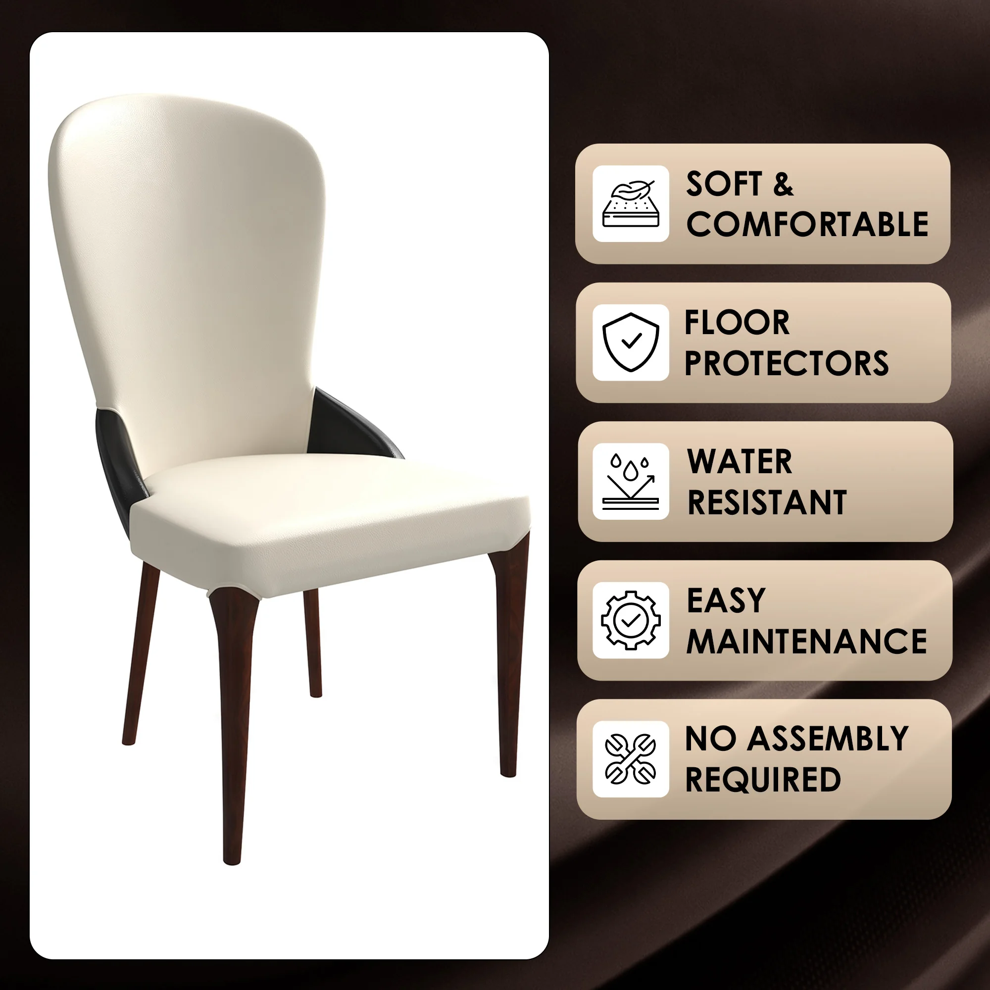 Havana Collection Modern Wooden Dining Chair in Black/White