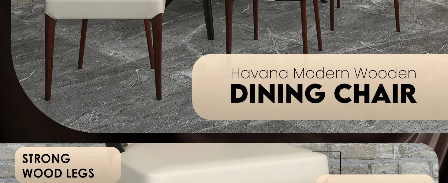 Havana Collection Modern Wooden Dining Chair in Black/White