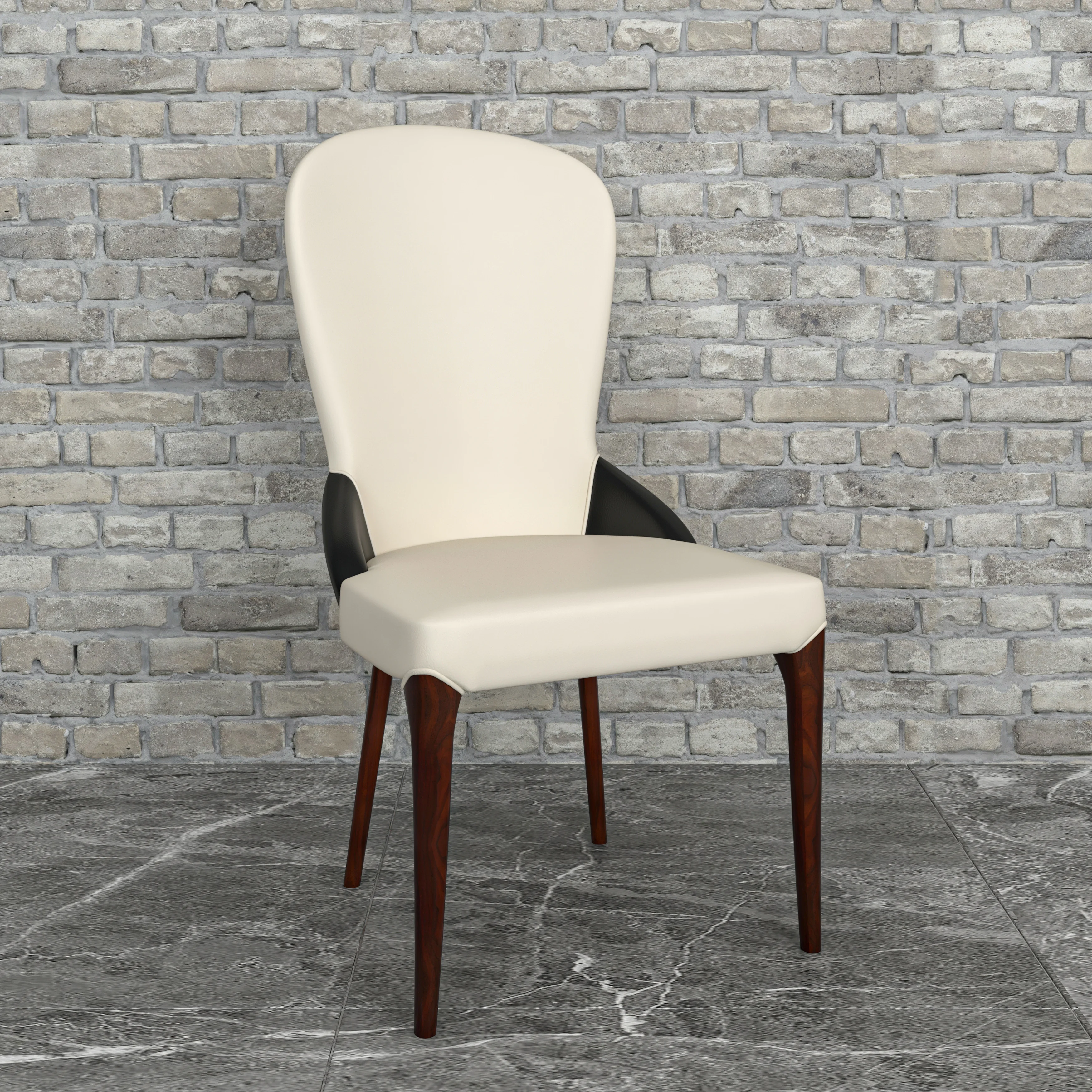 Havana Collection Modern Wooden Dining Chair in Black/White