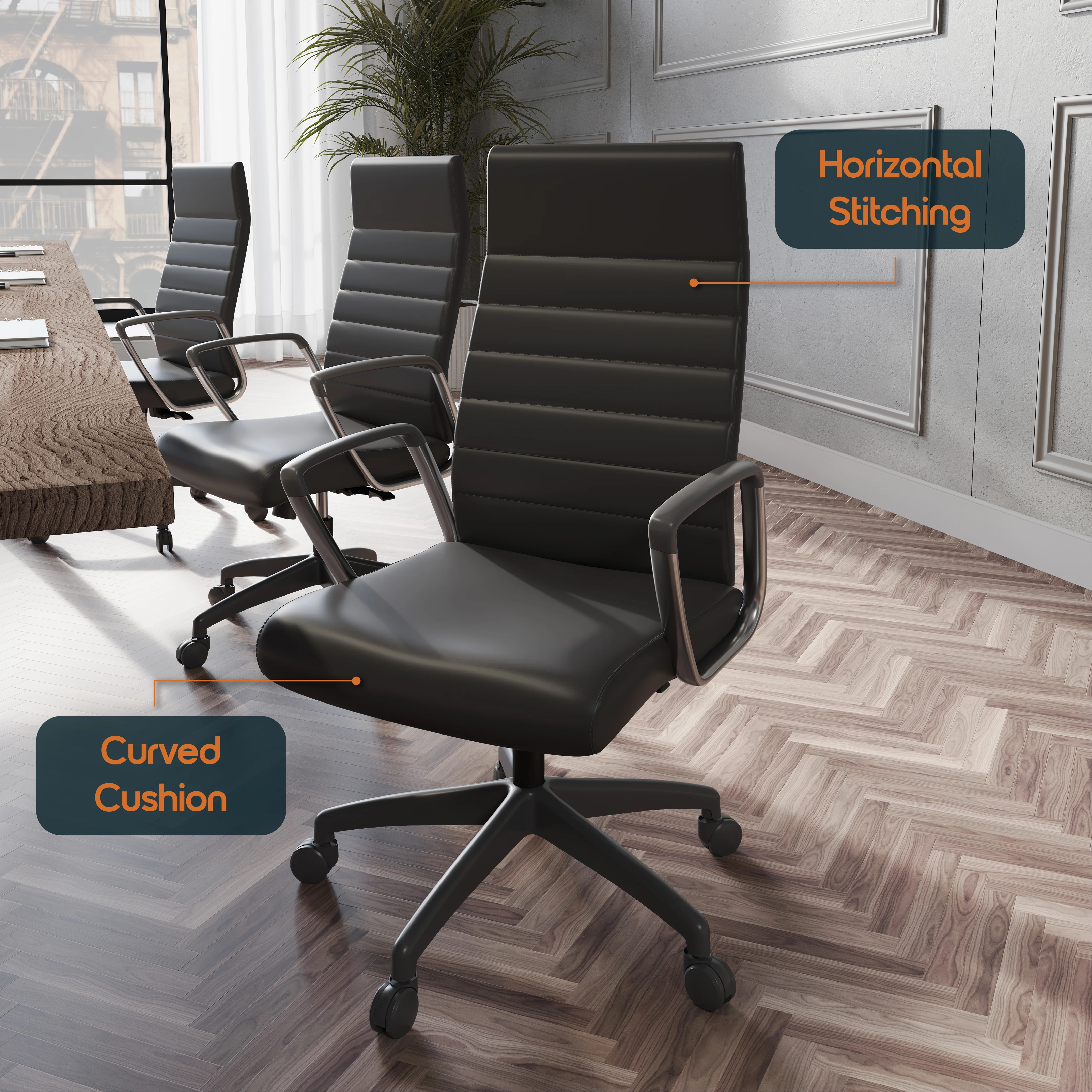 Hilton Modern High-Back Leather Office Chair