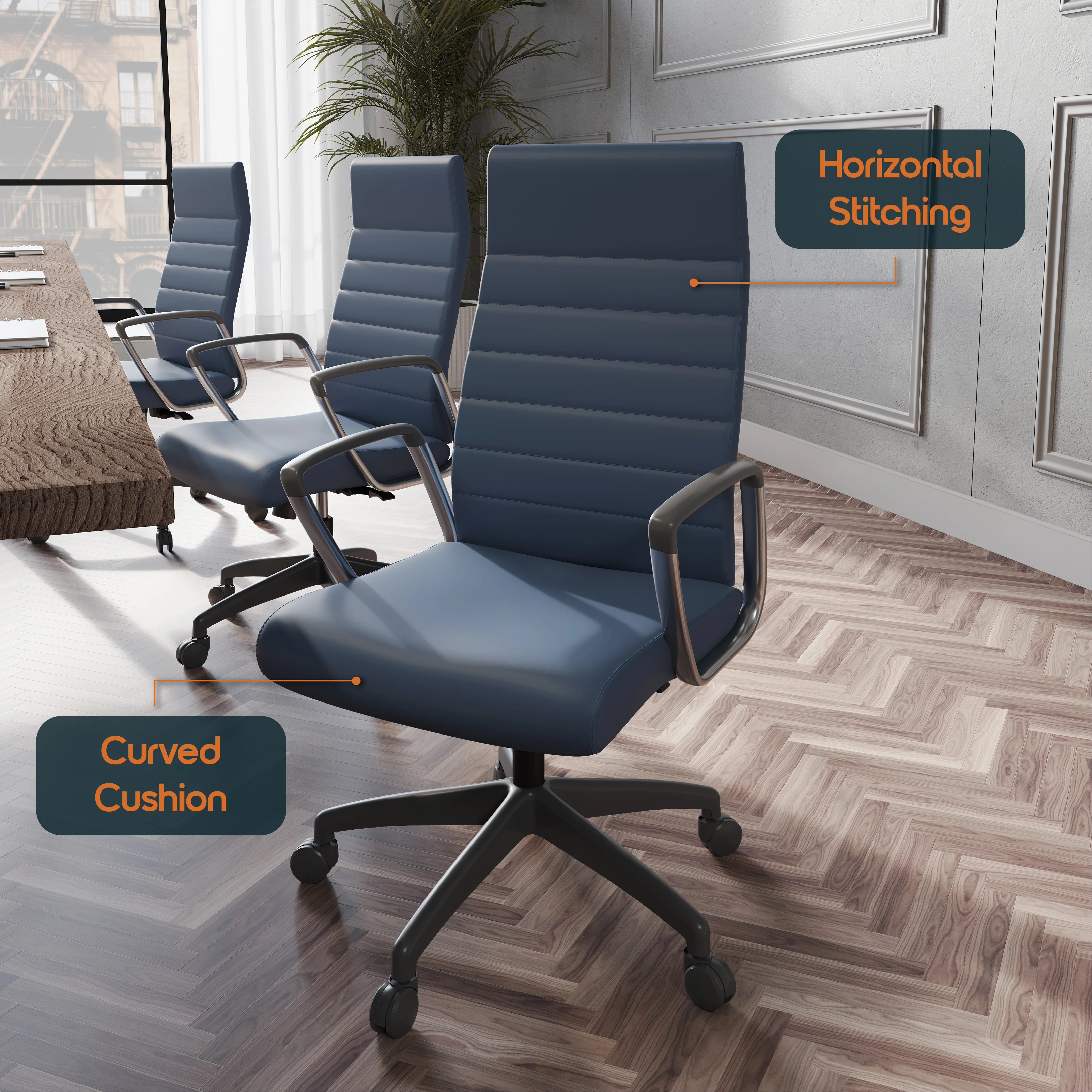 Hilton Modern High-Back Leather Office Chair