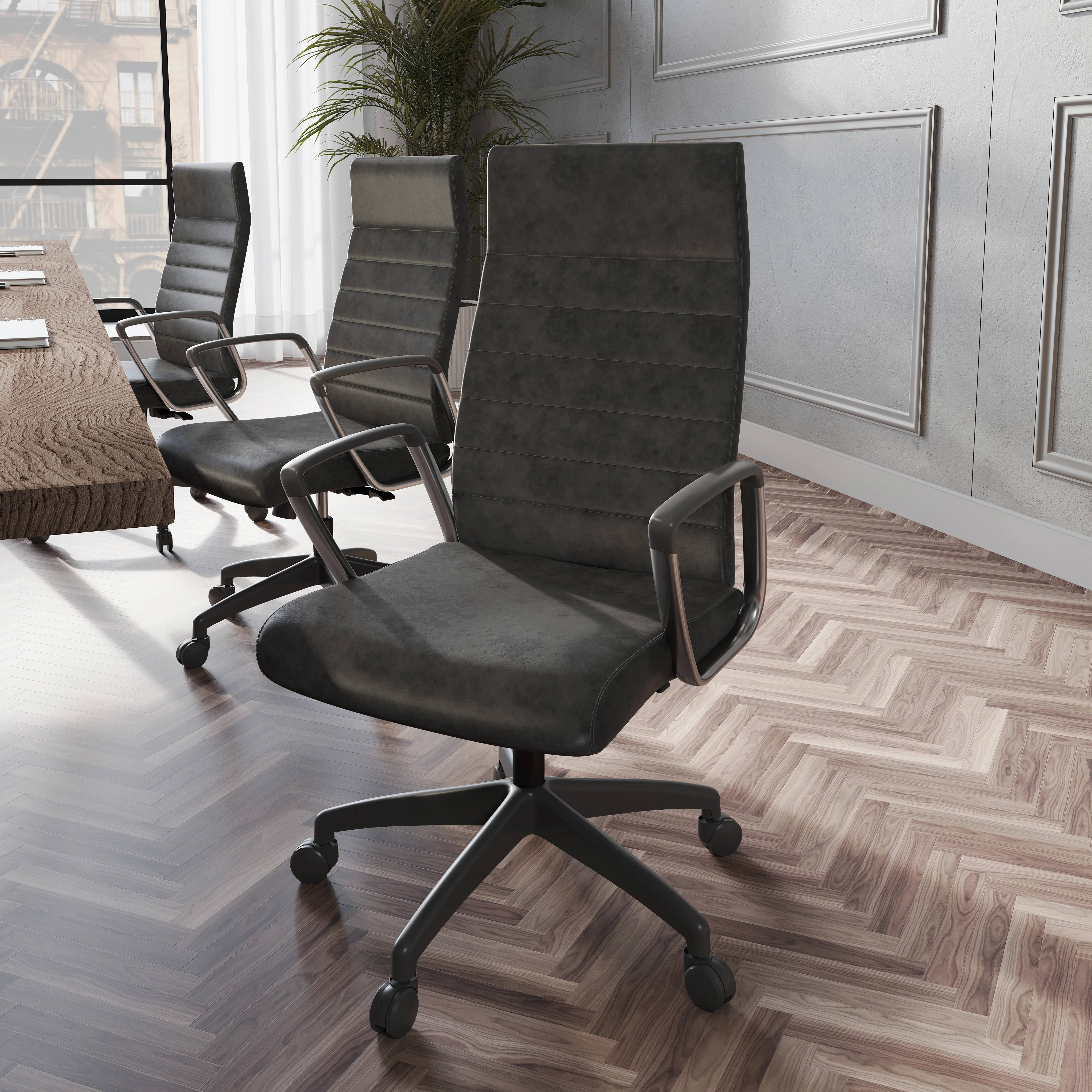 Hilton Leather Office Chair in Charcoal