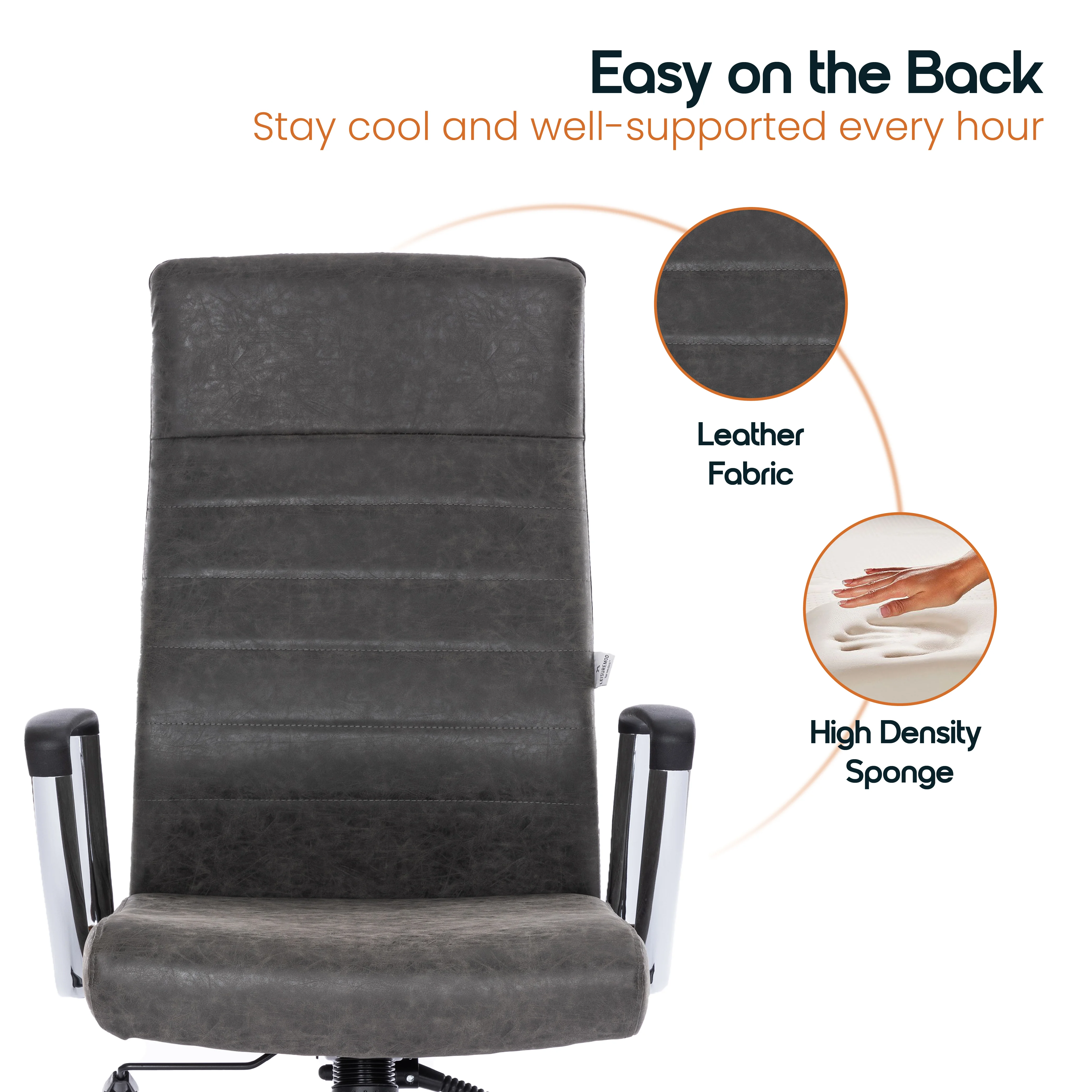 Hilton Leather Office Chair in Charcoal