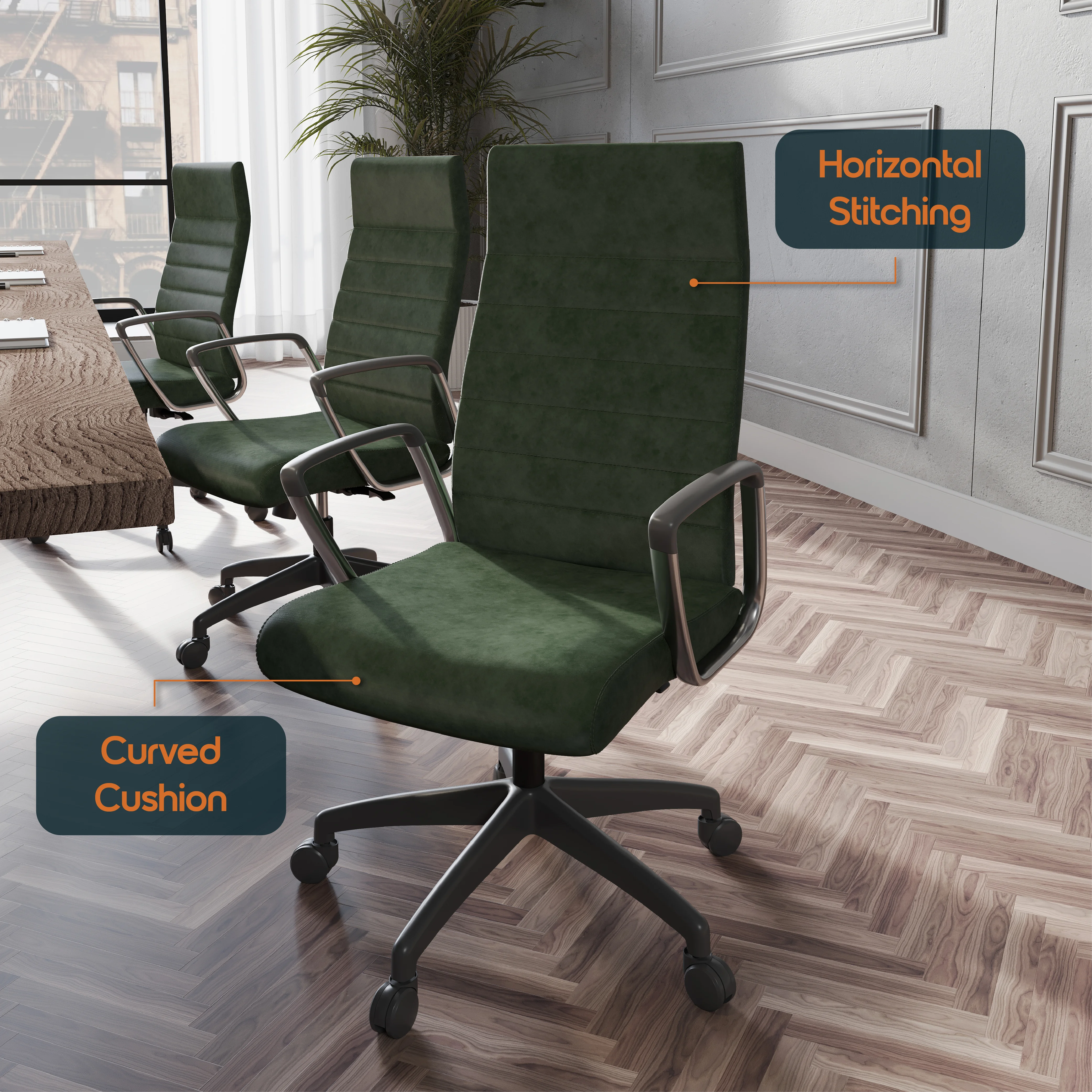 Hilton Leather Office Chair in Green