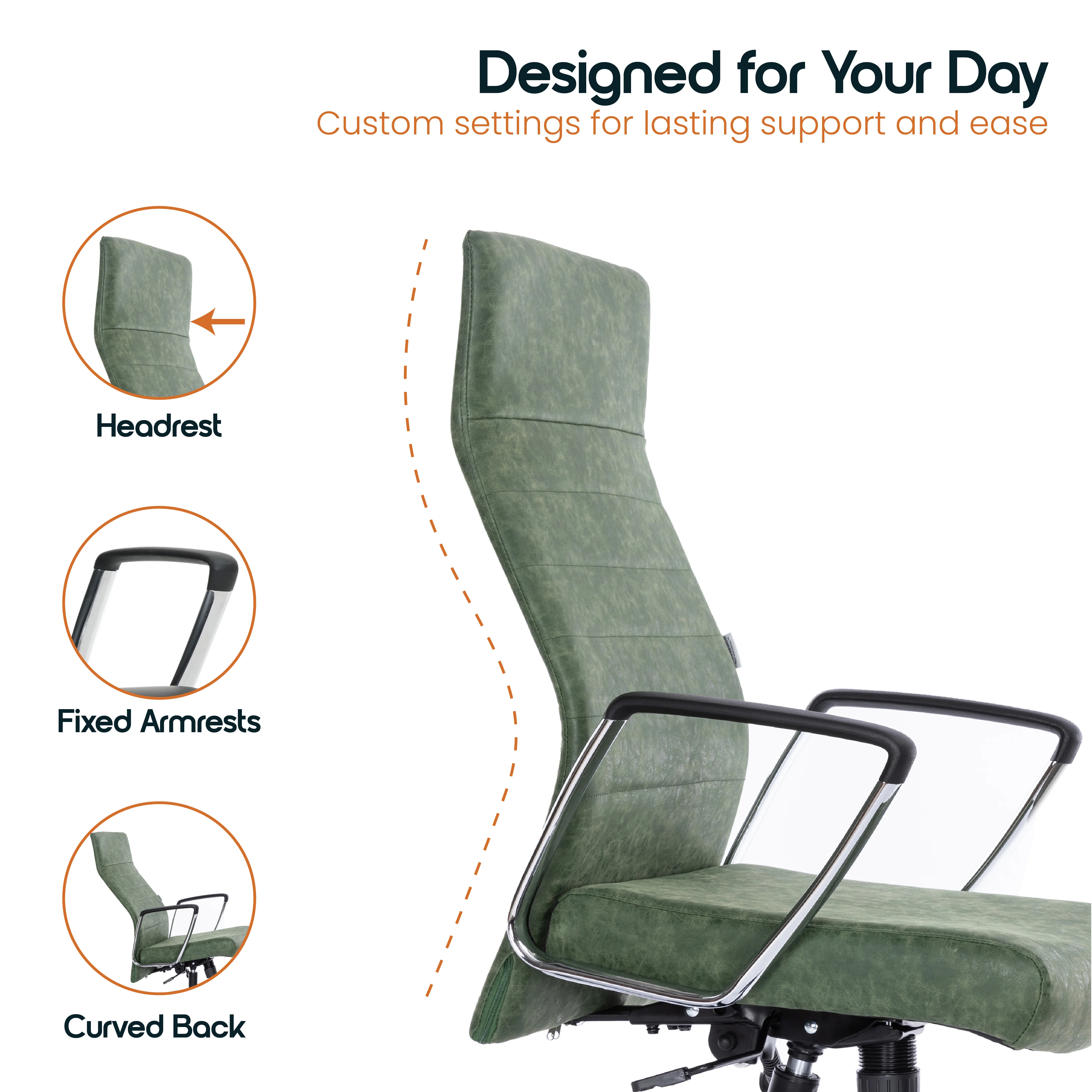 Hilton Leather Office Chair in Green