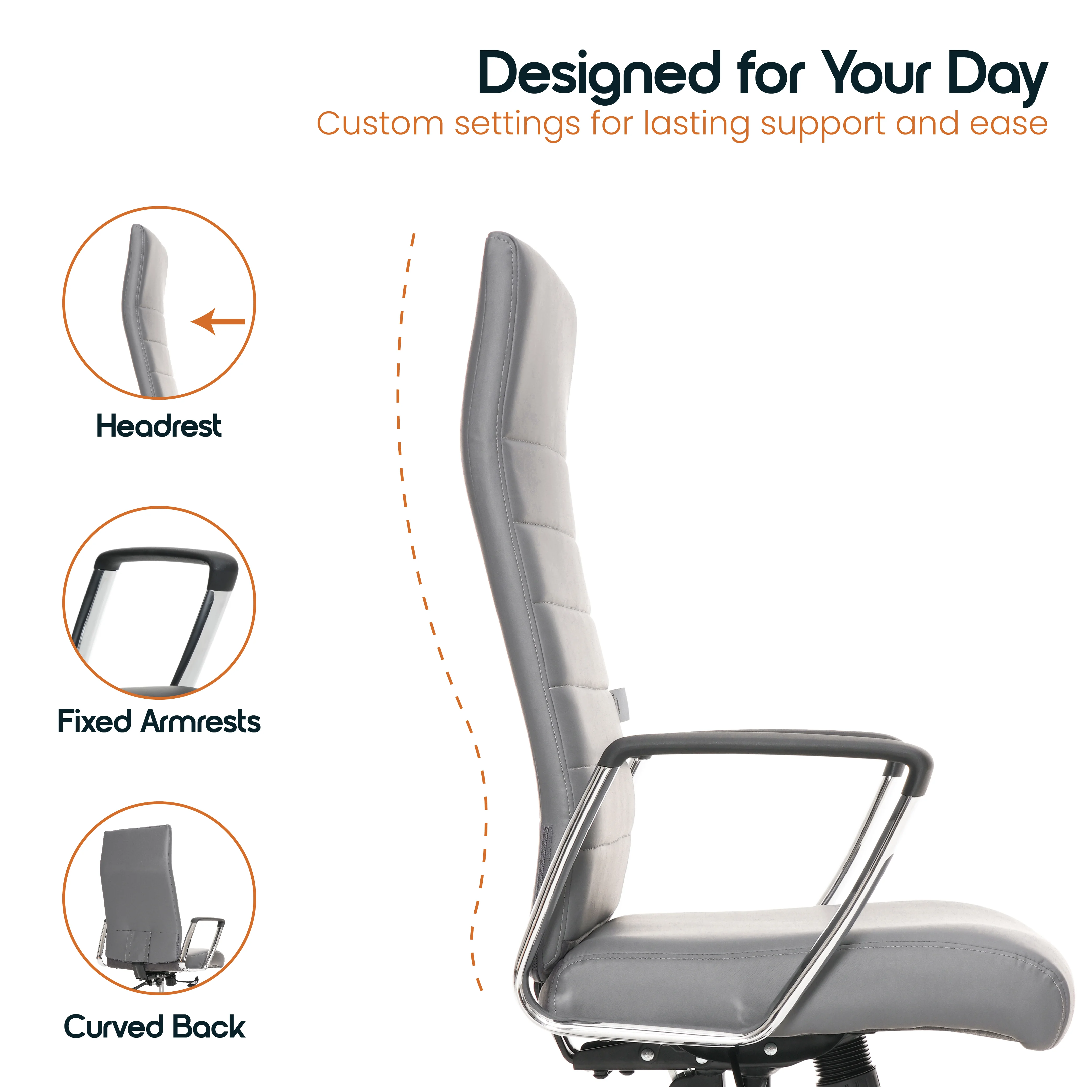 Hilton Modern High-Back Leather Office Chair