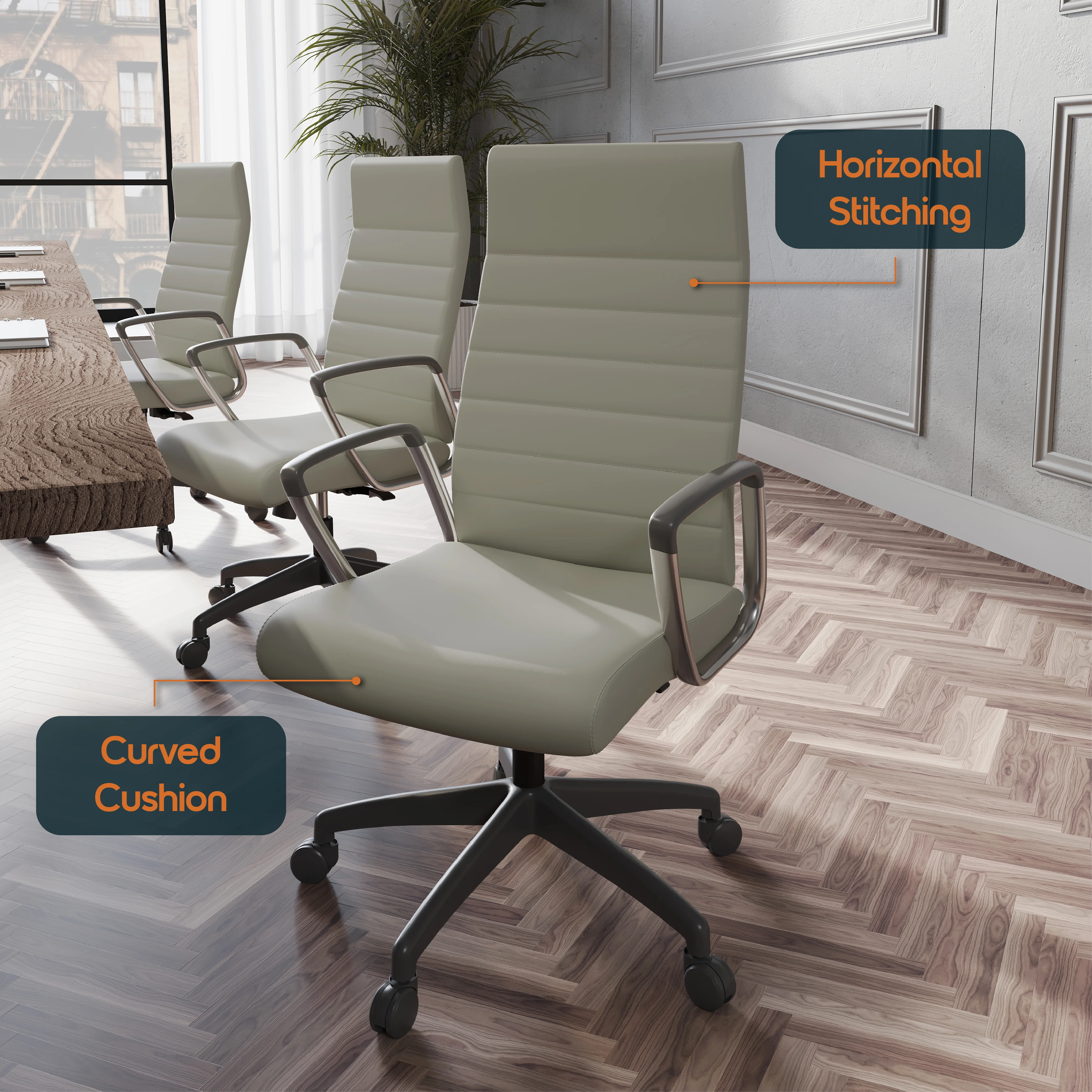 Hilton Modern High-Back Leather Office Chair