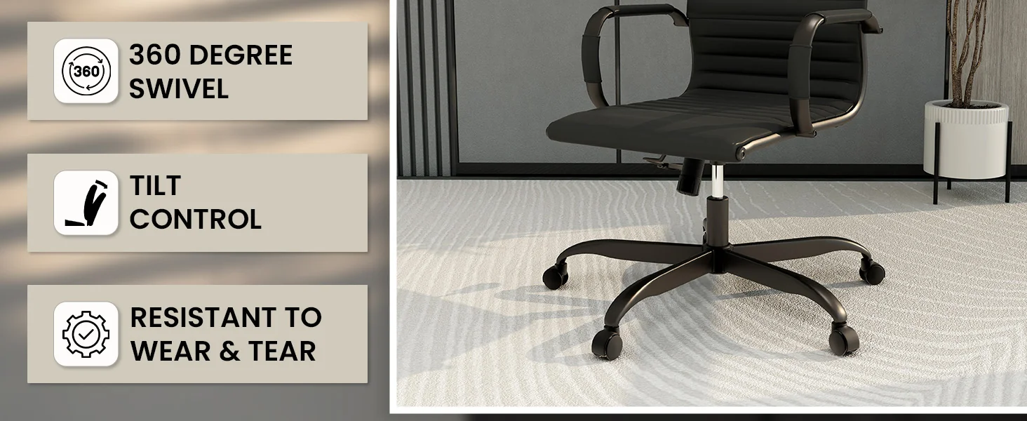 Harris Leather Home Office Chair With Black Frame in Black