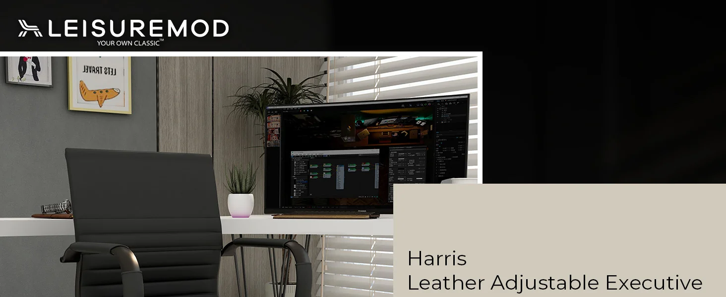 Harris Leather Home Office Chair With Black Frame in Black