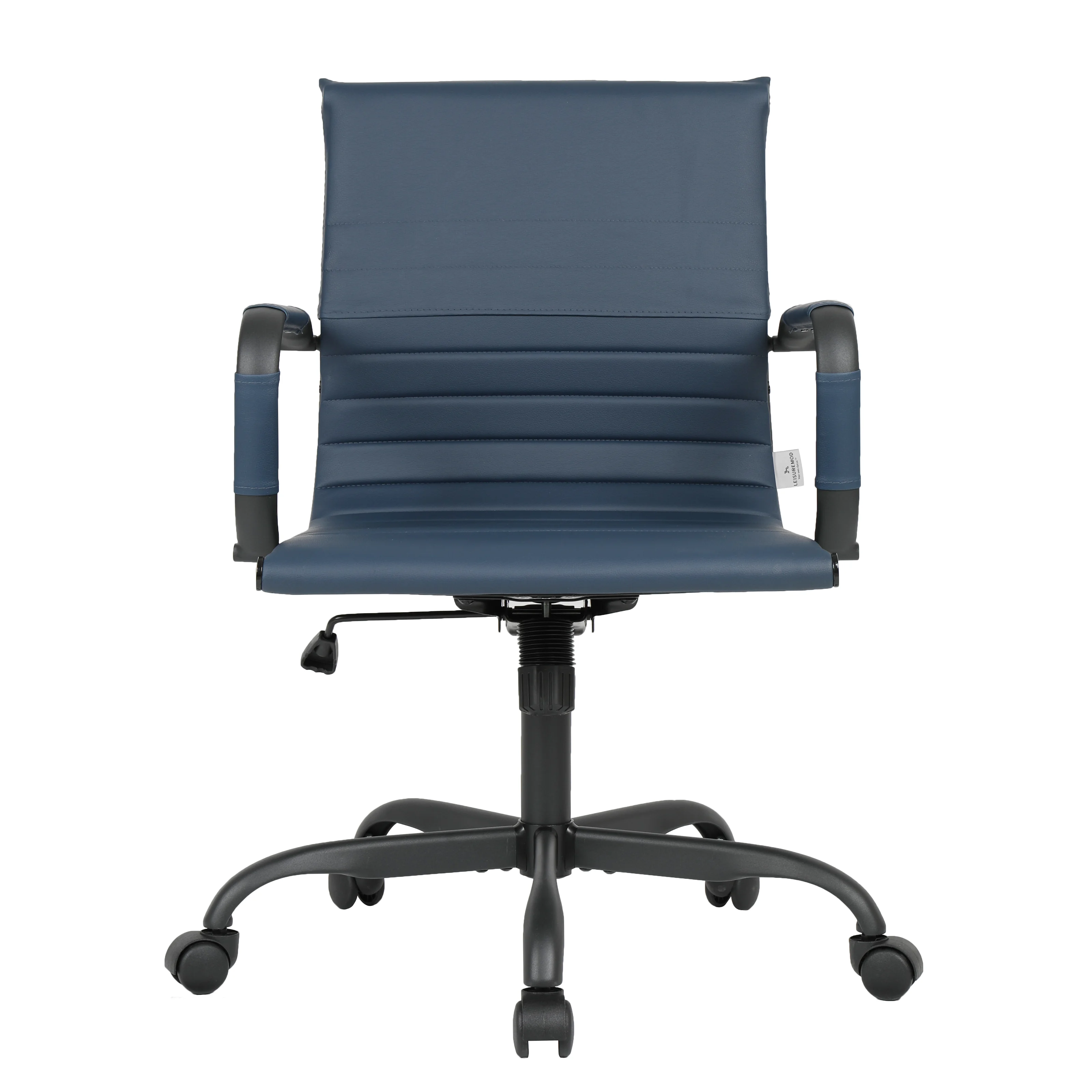 Harris Leather Office Chair in Blue With Black Frame