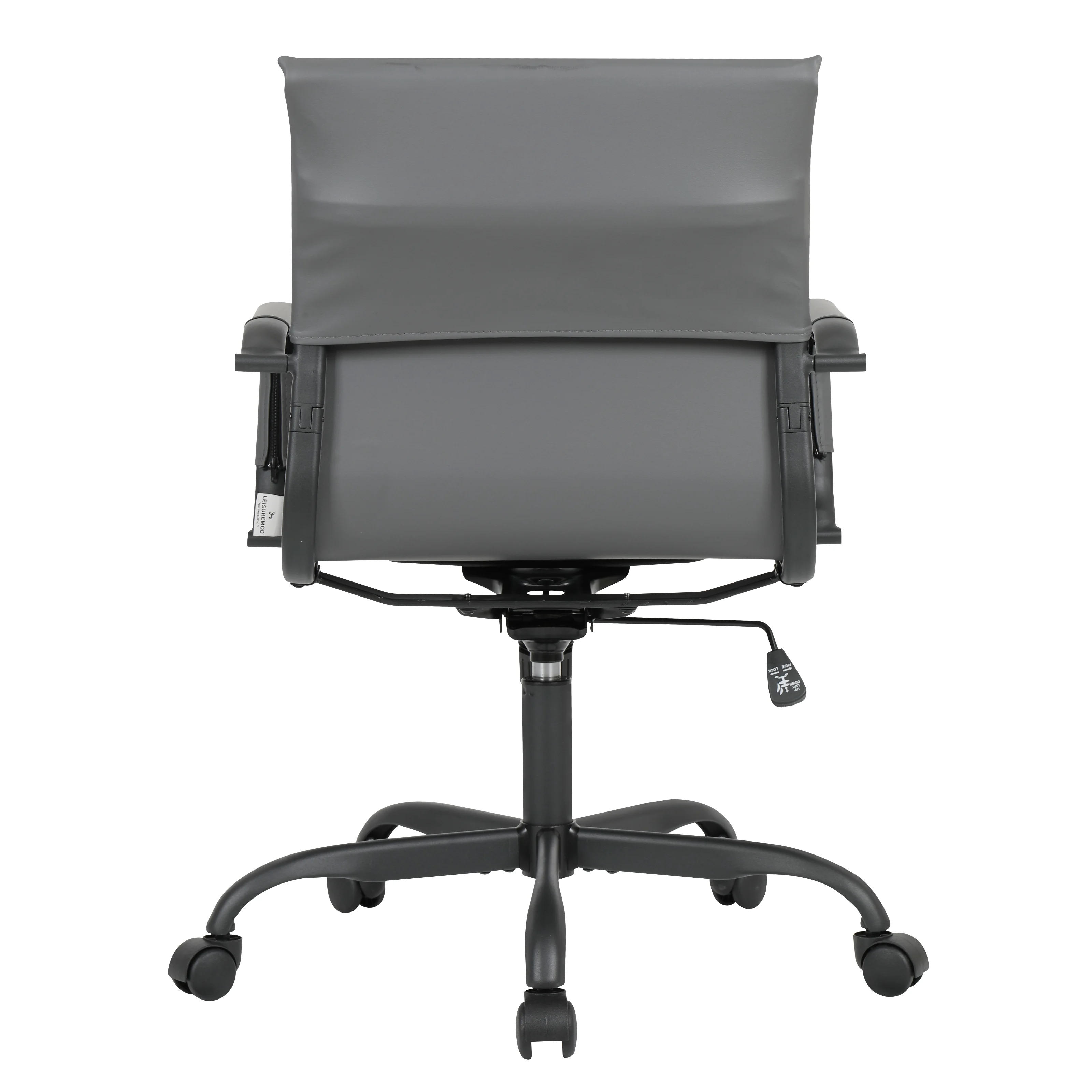 Harris Leather Home Office Chair in Grey With Black Frame