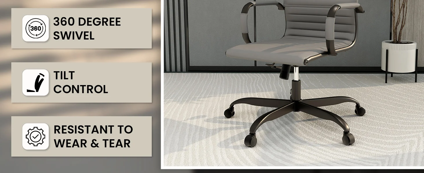 Harris Leather Home Office Chair in Grey With Black Frame