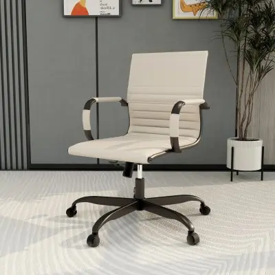 Harris Leather Home Office Chair in Tan With Black Frame