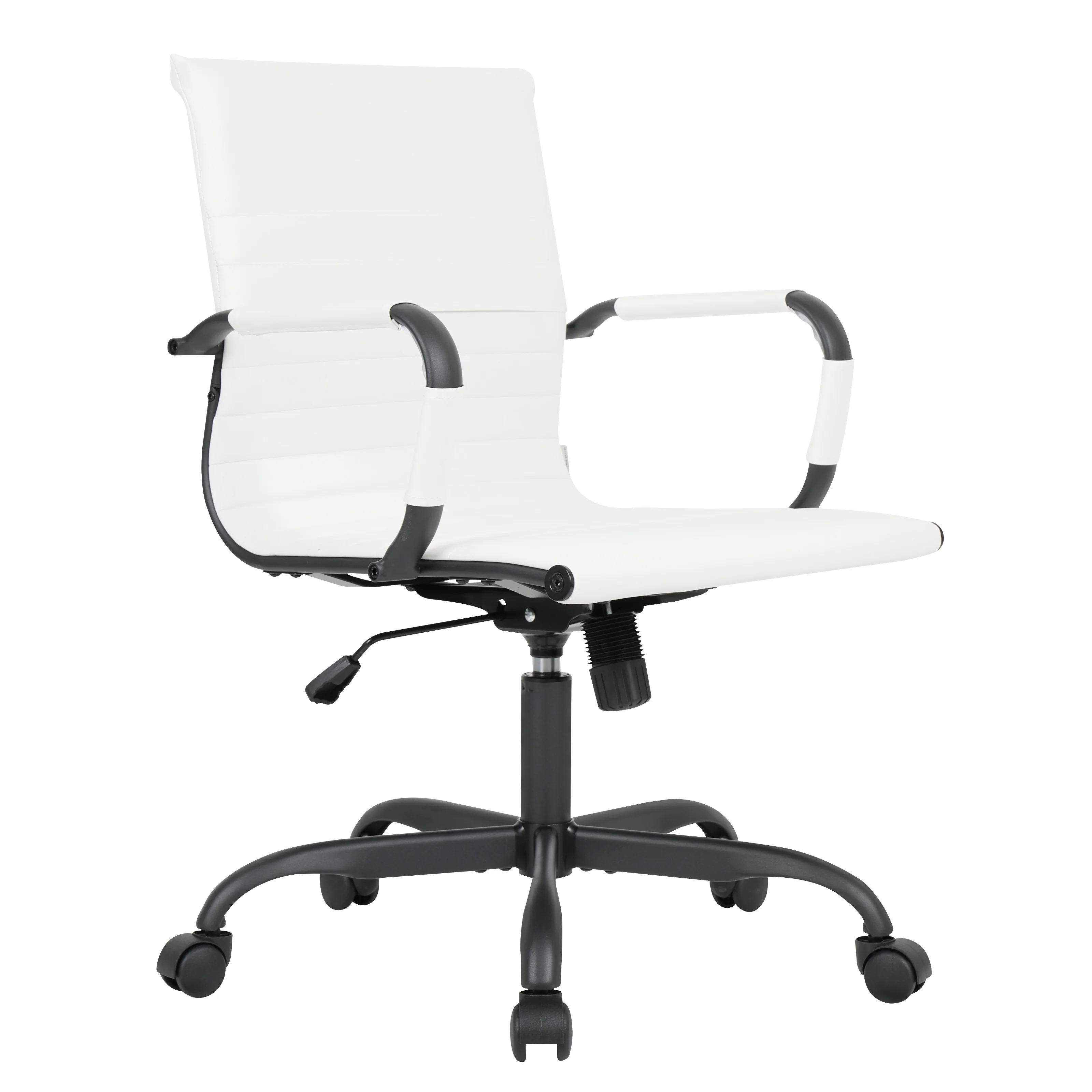 Harris Leather Home Office Chair in White With Black Frame