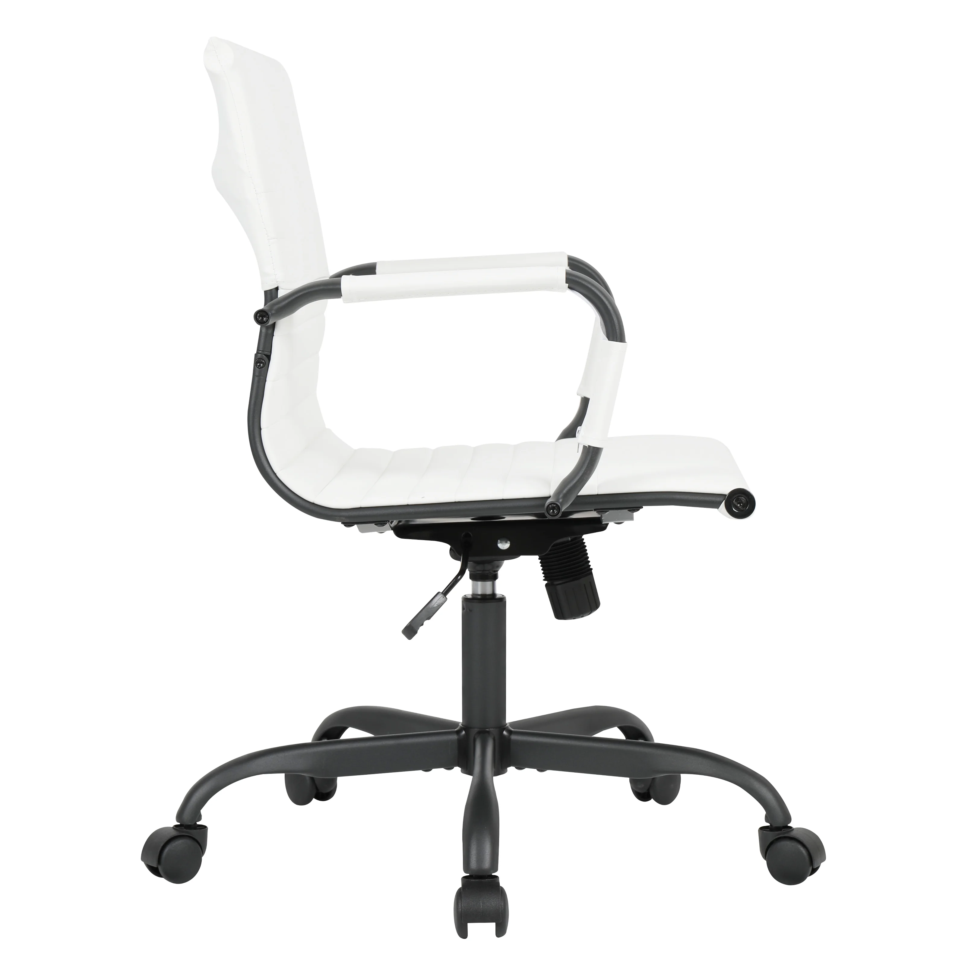 Harris Leather Home Office Chair in White With Black Frame