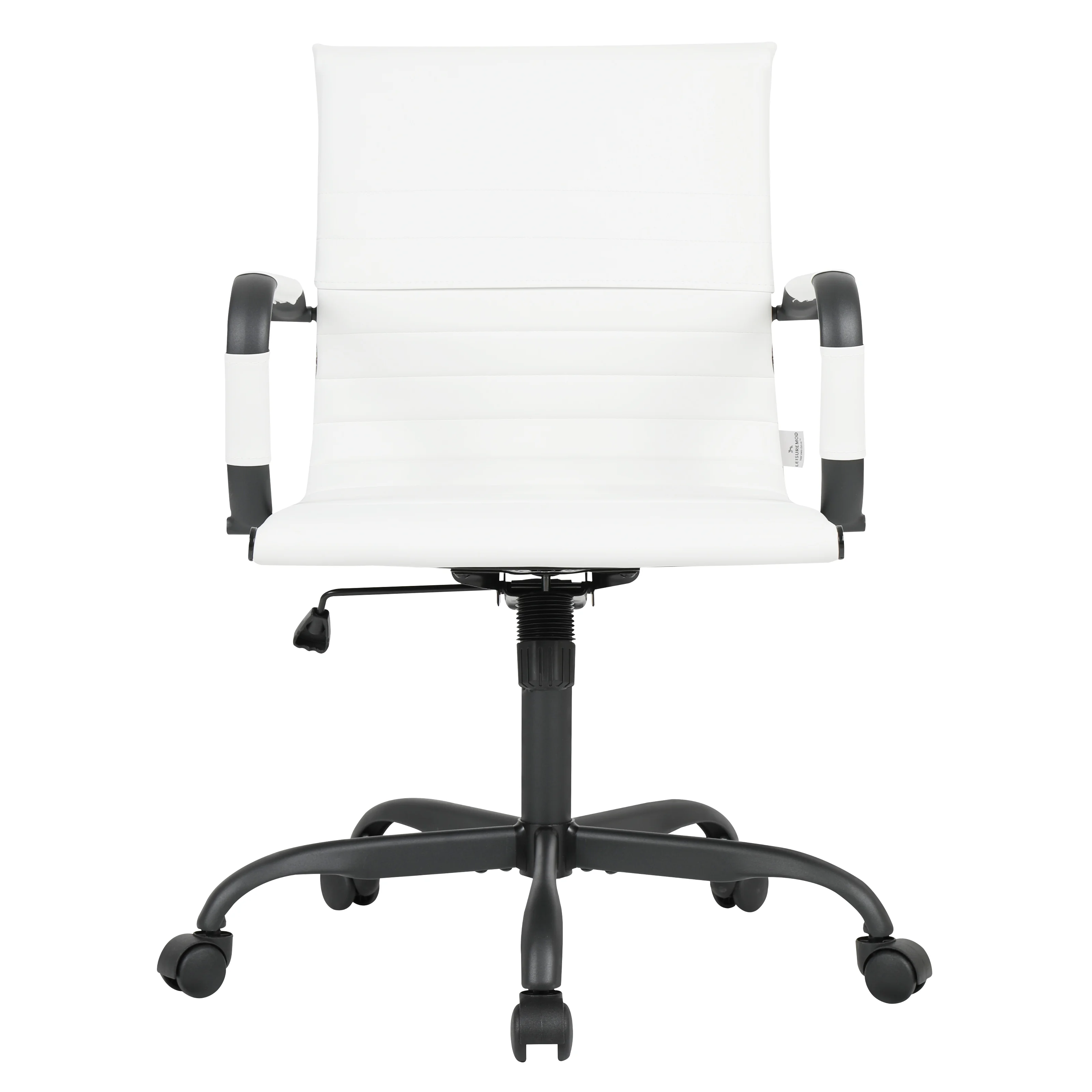 Harris Leather Home Office Chair in White With Black Frame