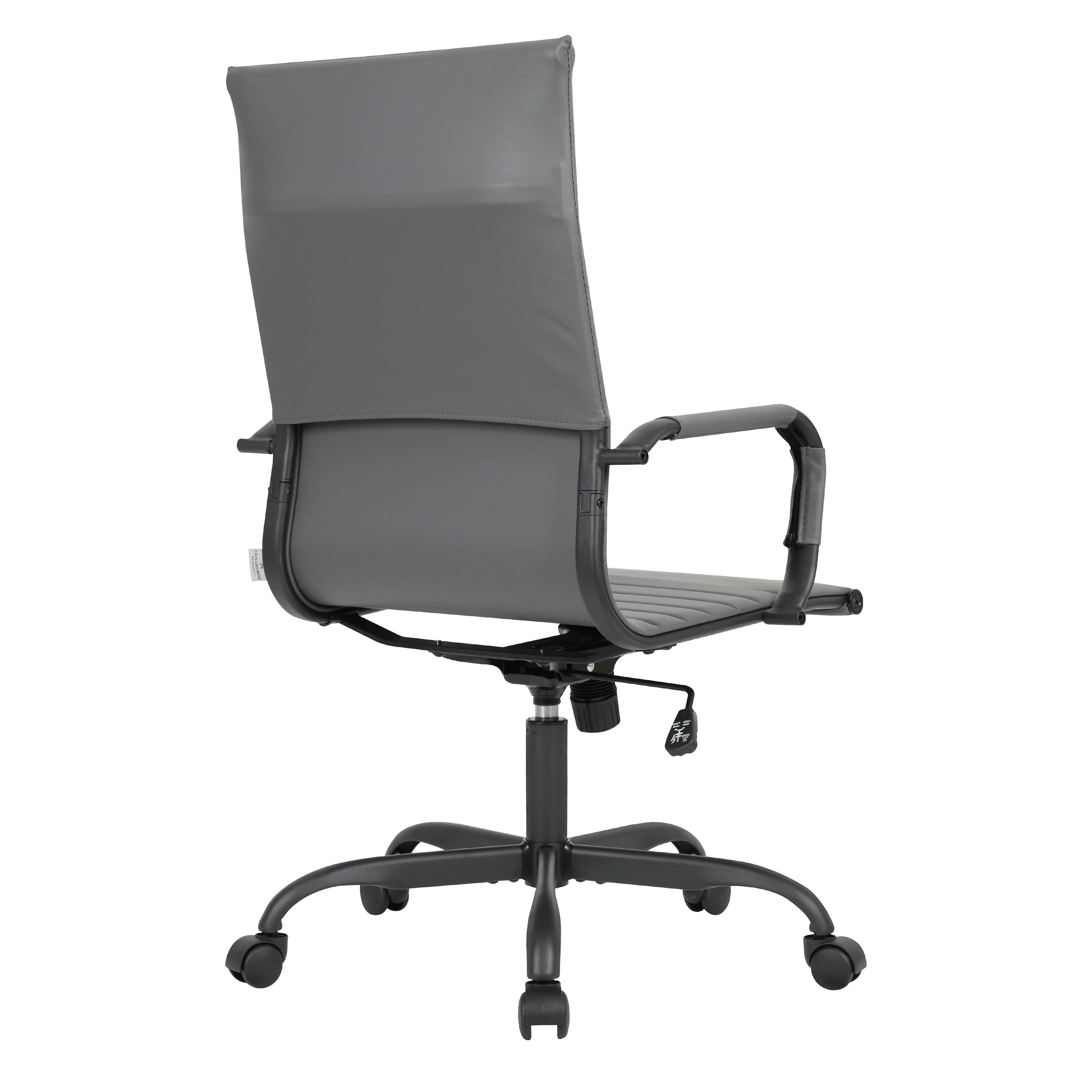 Harris Leather Home High-Back Office Chair in Grey With Black Frame