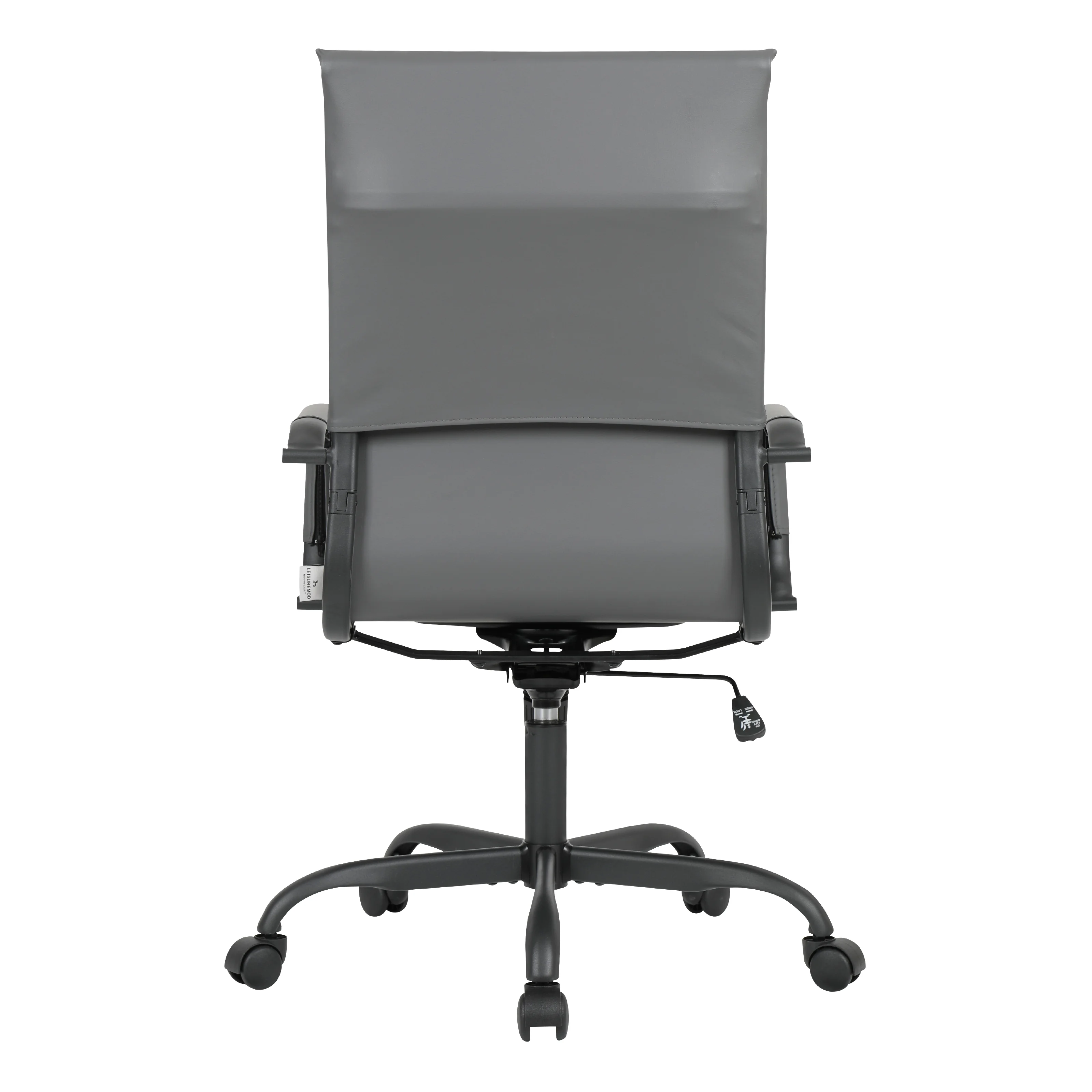 Harris Leather Home High-Back Office Chair in Grey With Black Frame