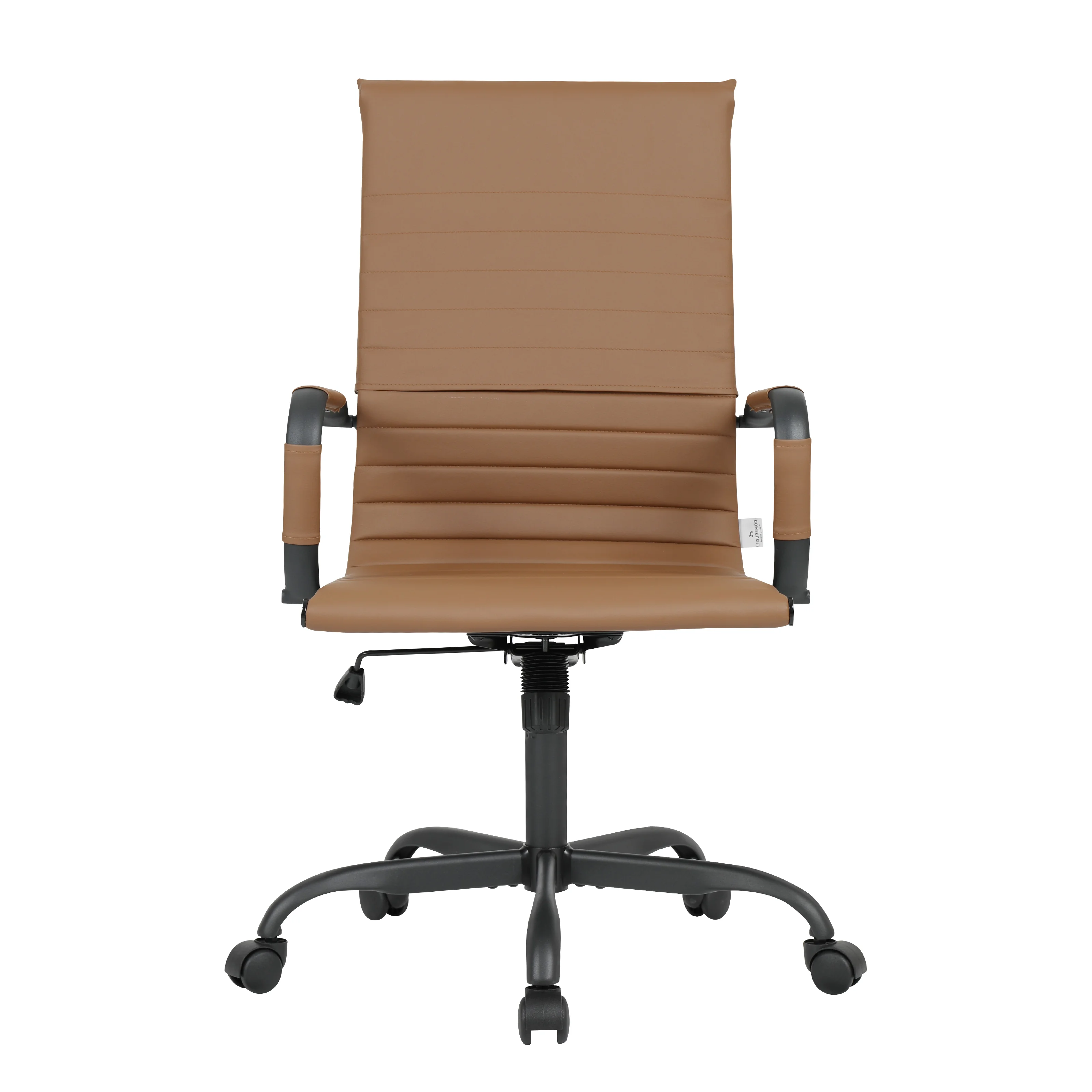 Harris Leather Home High-Back Office Chair in Light Brown With Black Frame