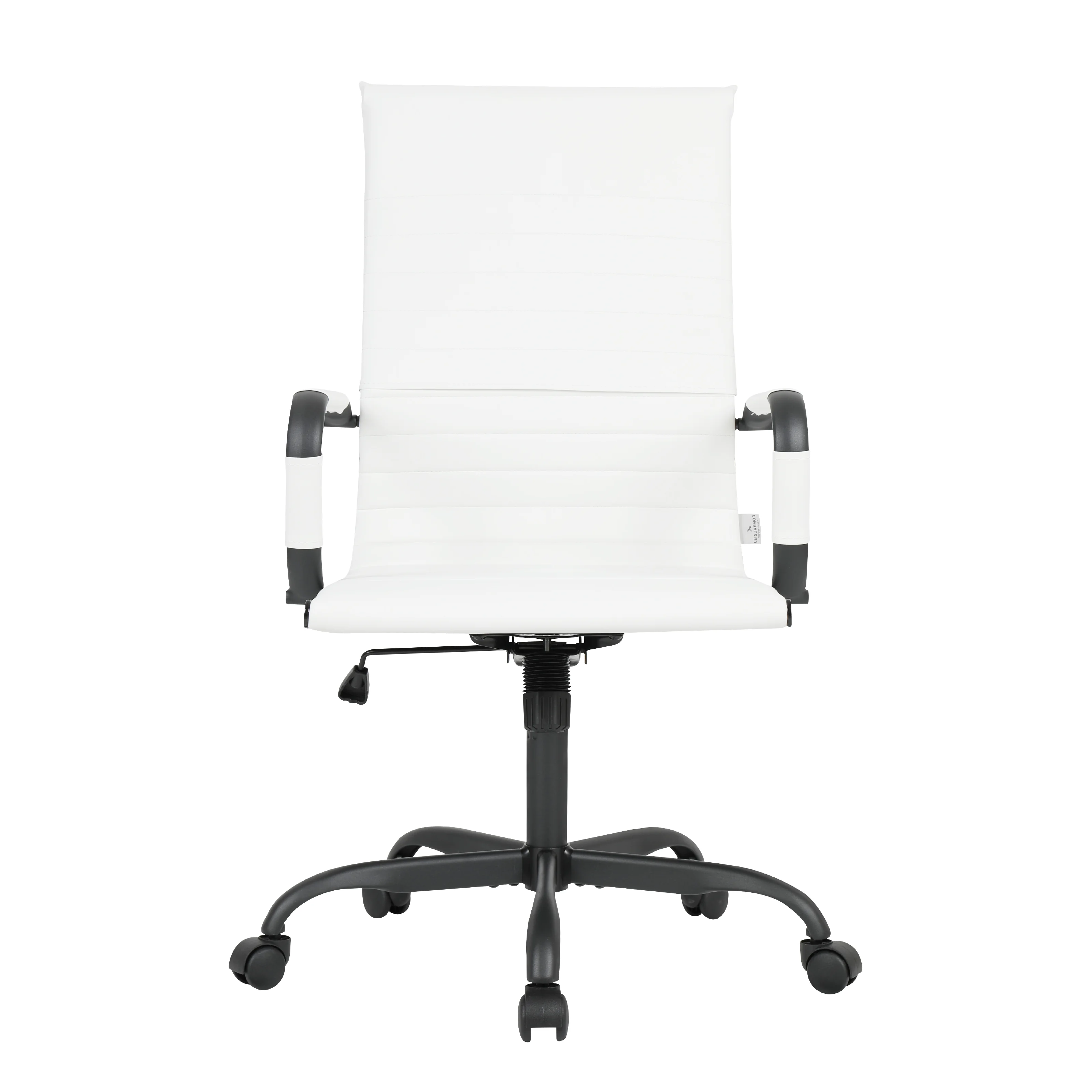 Harris Leather Home High-Back Office Chair in White With Black Frame