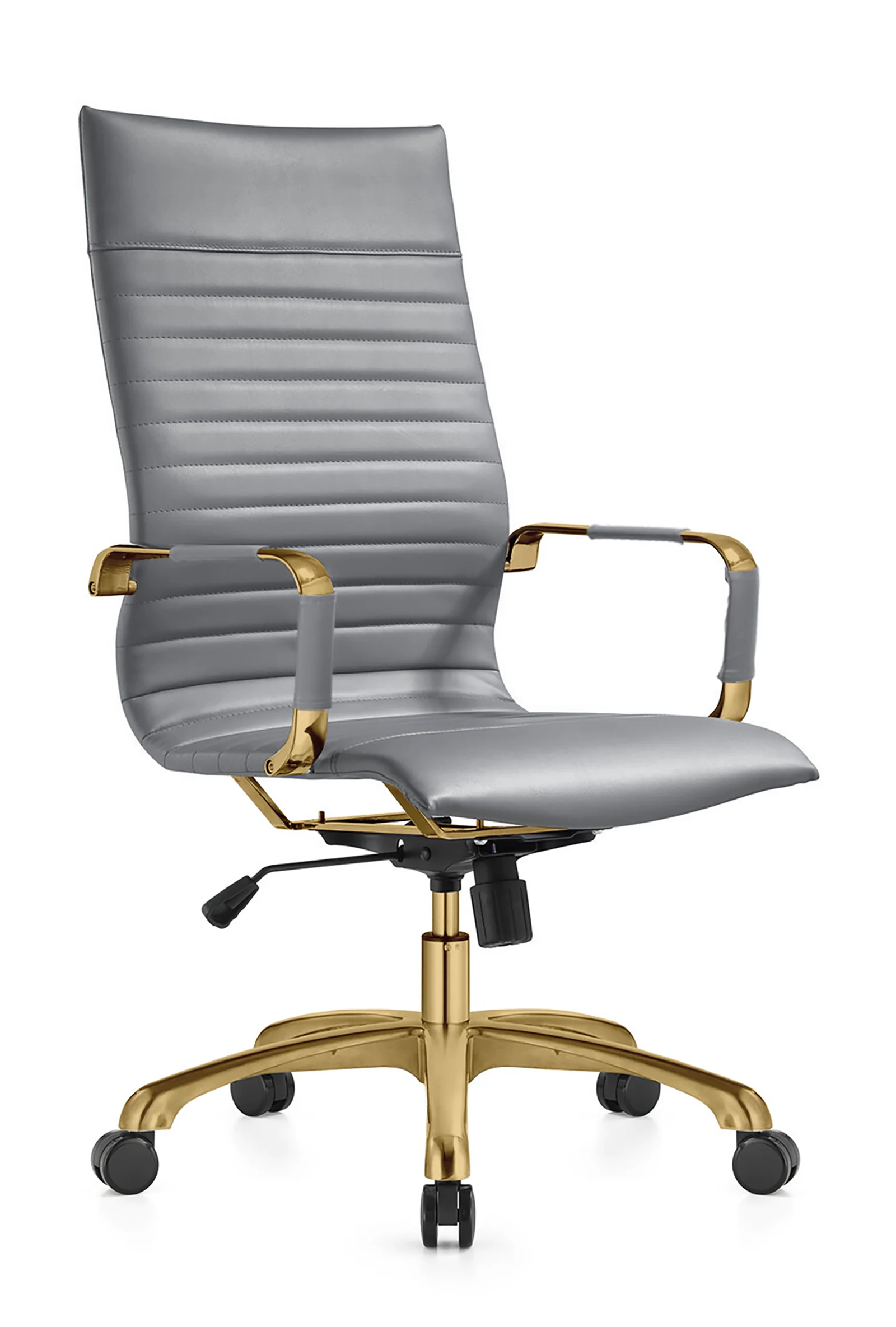 Harris High-Back Leatherette Office Chair With Gold Frame
