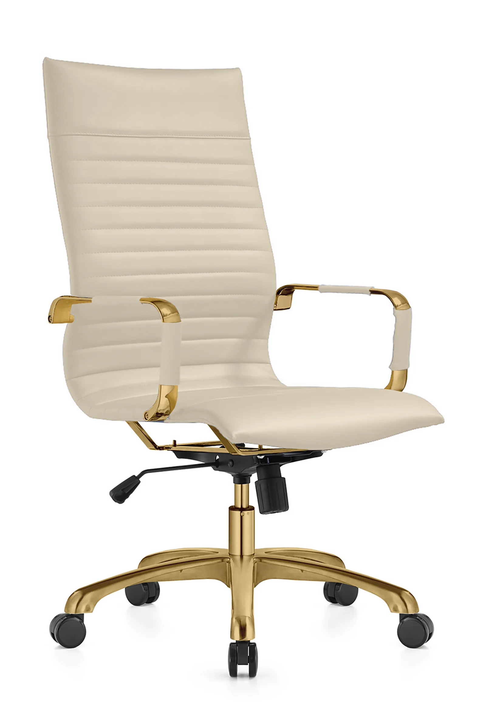 Harris High-Back Leatherette Office Chair With Gold Frame