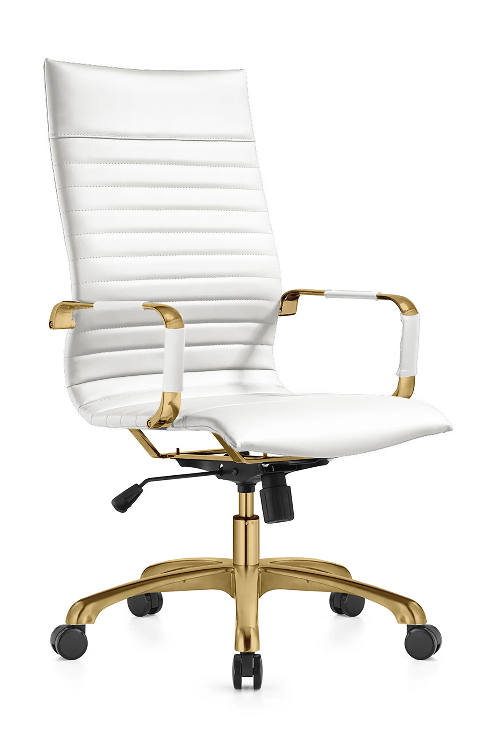 Harris High-Back Leatherette Office Chair With Gold Frame