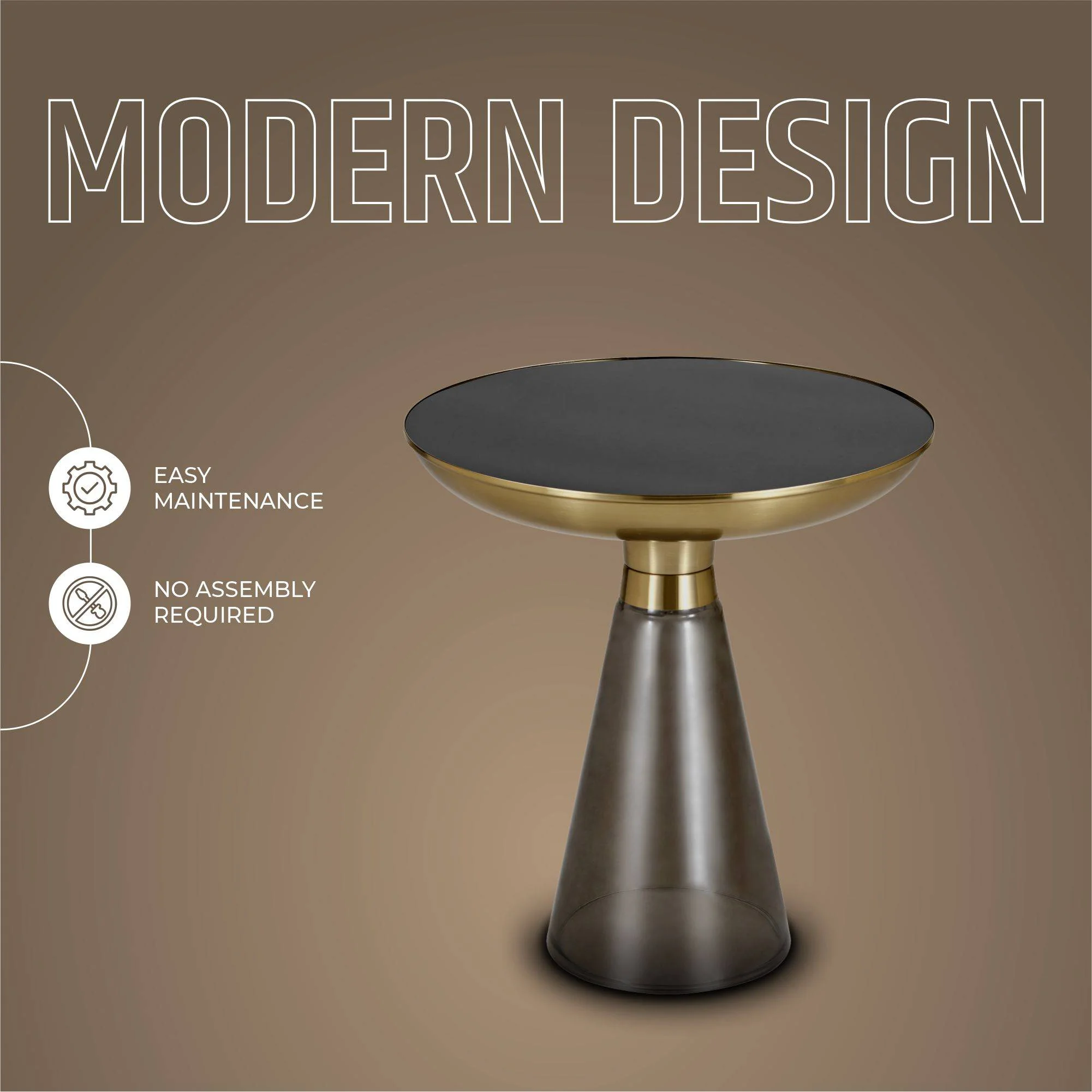 Hyalus Collection Glass Side table in Smoke