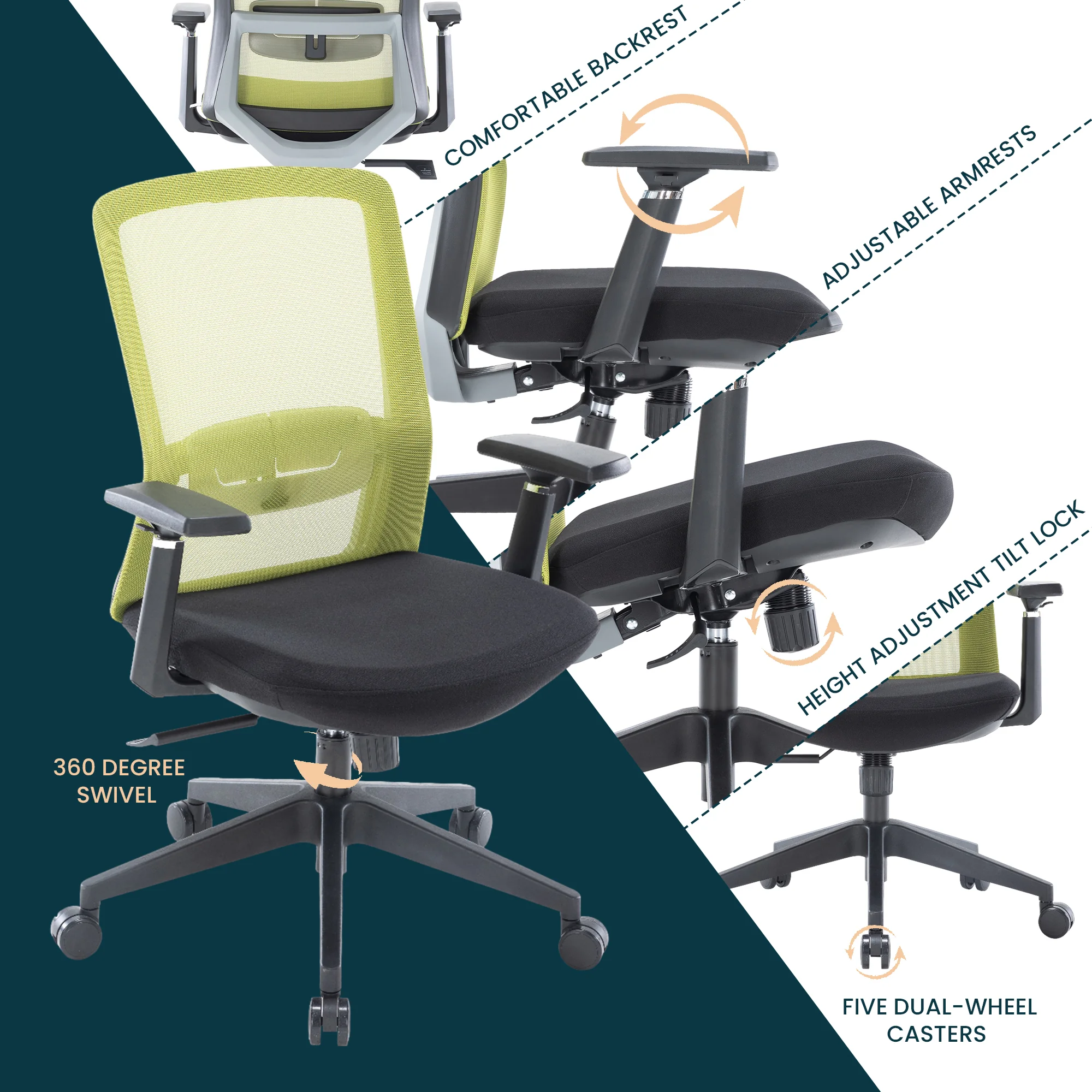 Ingram Modern Office Task Chair with adjustable armrests