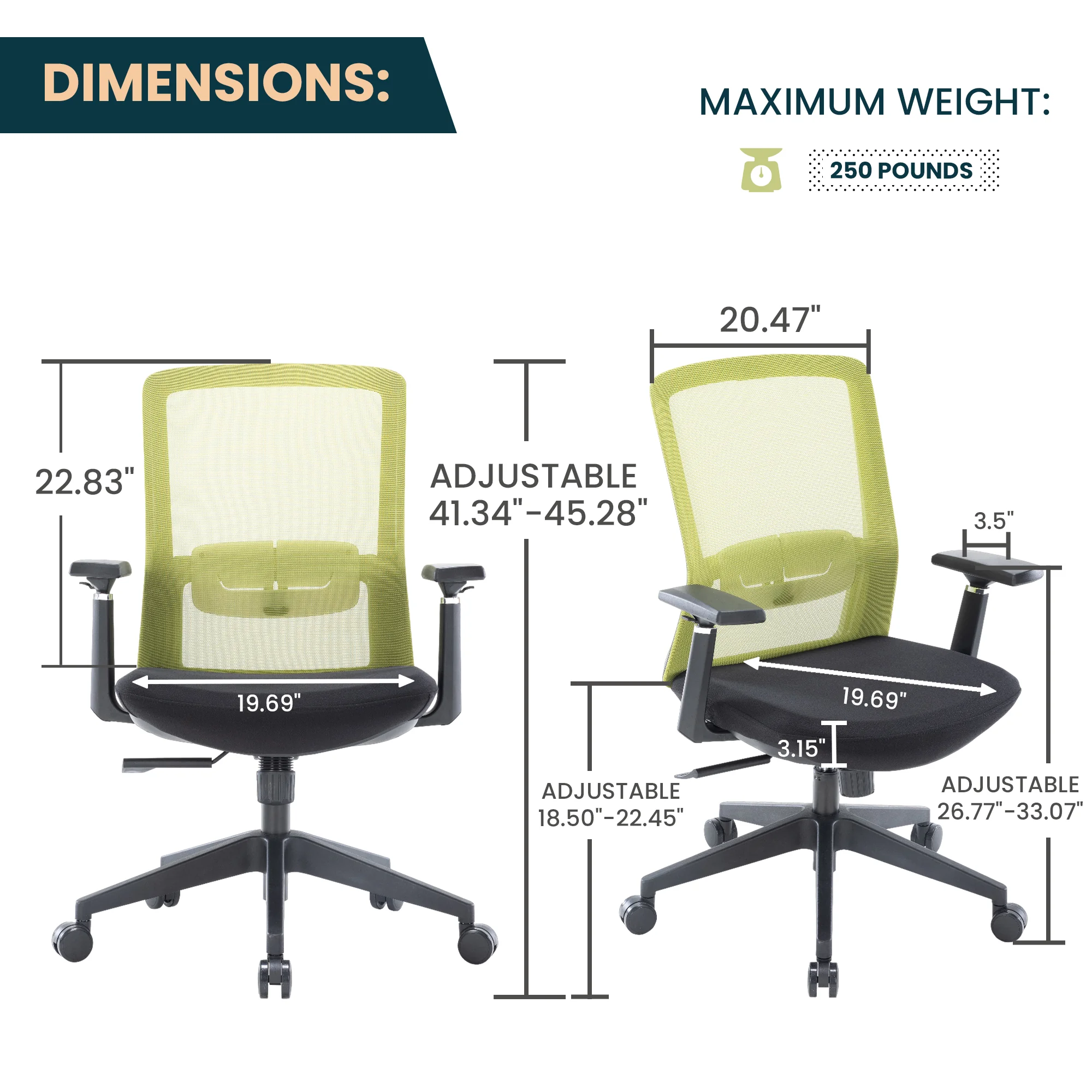 Ingram Modern Office Task Chair with adjustable armrests