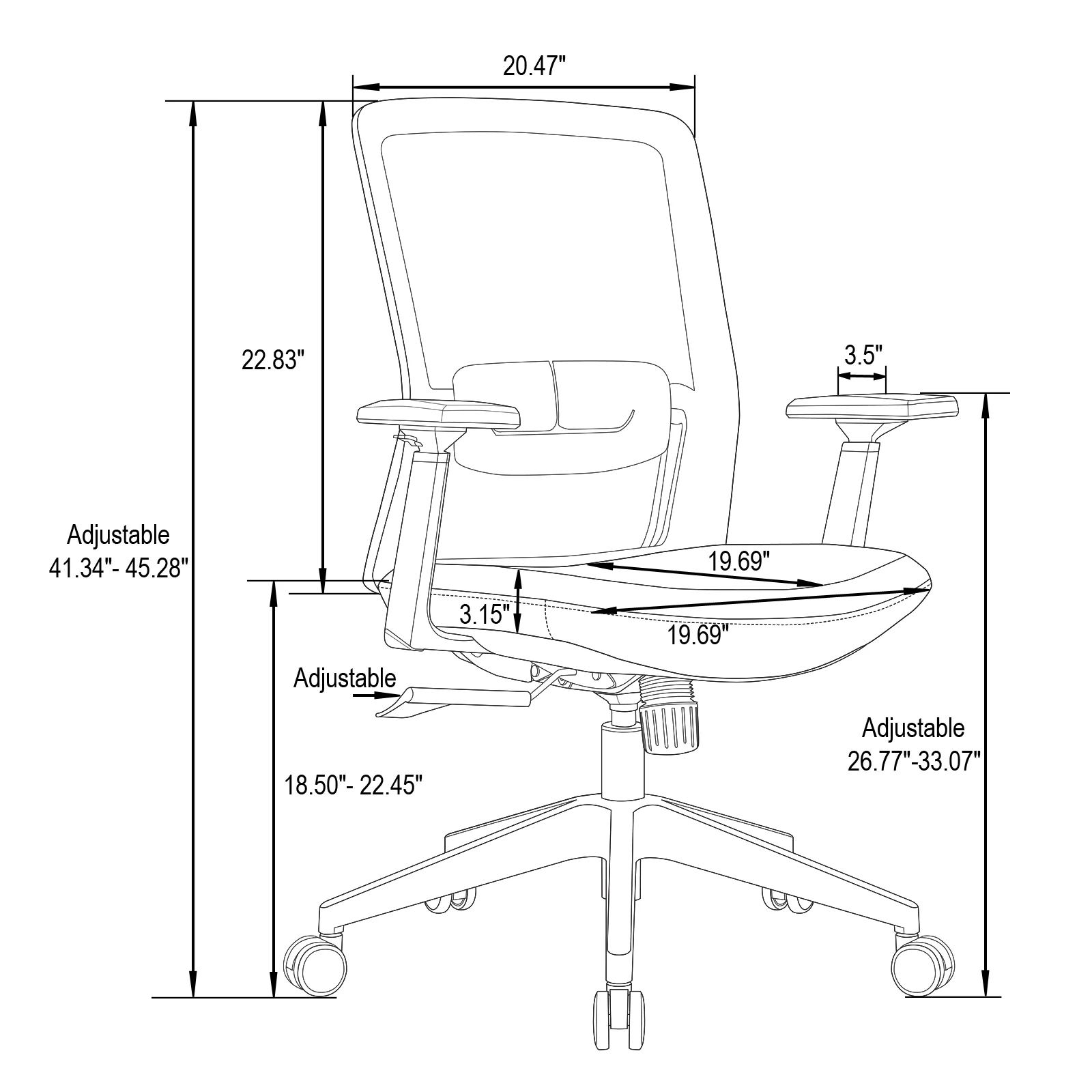 Ingram Modern Office Task Chair with adjustable armrests