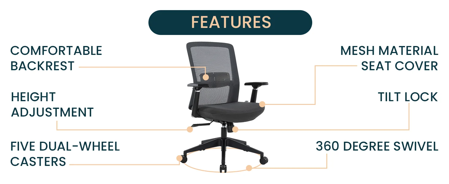 Ingram Office Chair with Seat Cover, Grey/Grey